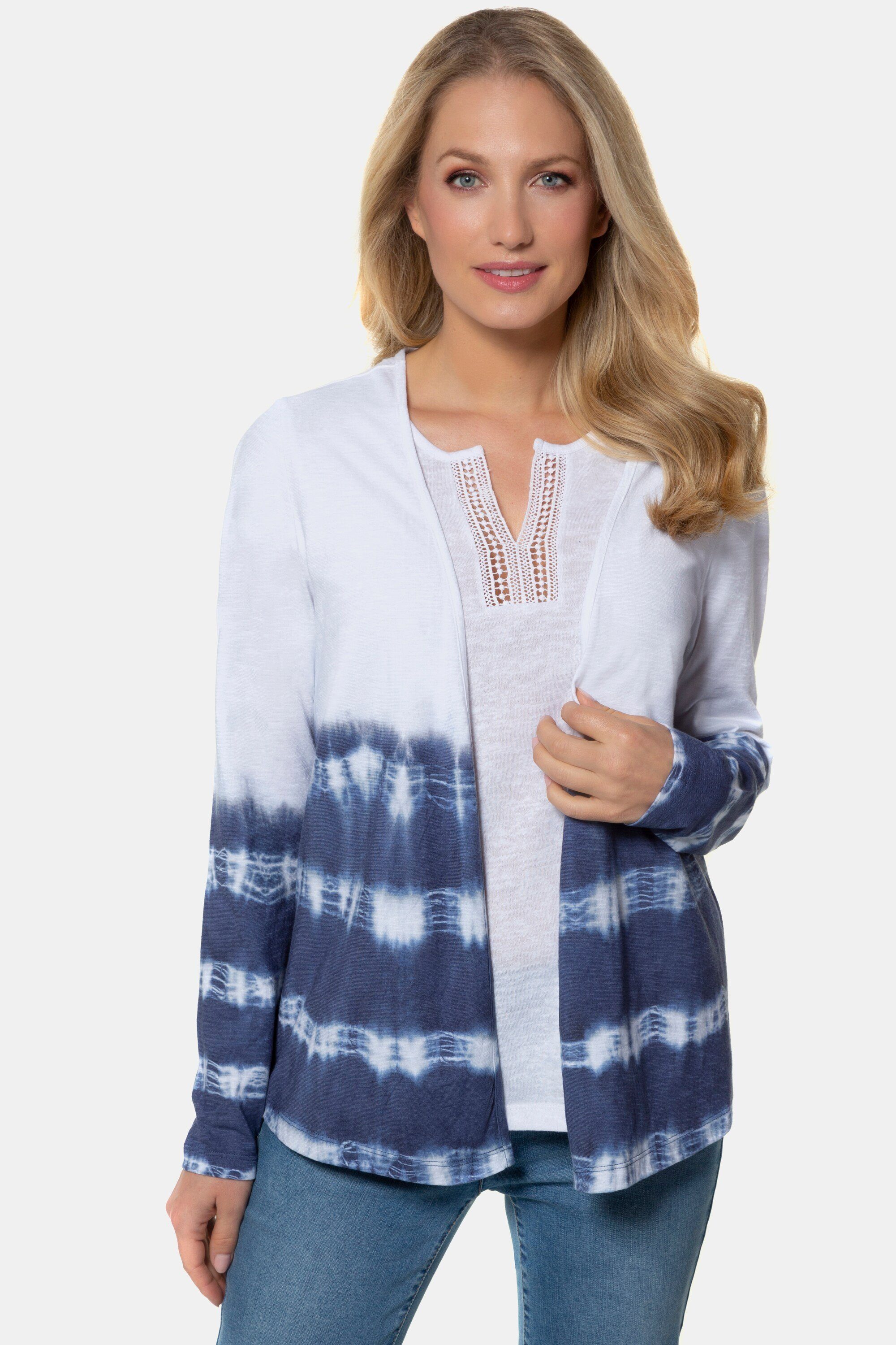 Gina Laura Sweatjacke Jerseyjacke Batikstreifen offene Form Flammgarn