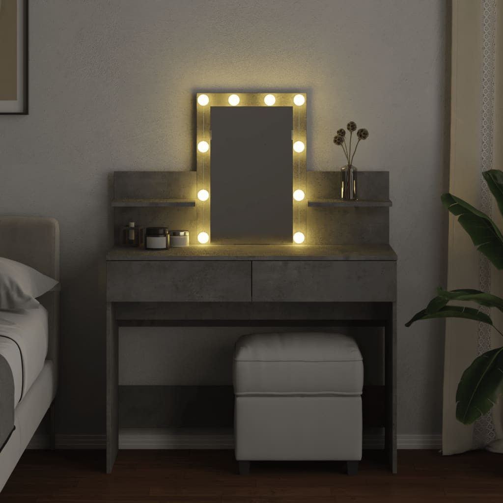 vidaXL Schminktisch Schminktisch mit LED-Beleuchtung Betongrau günstig online kaufen