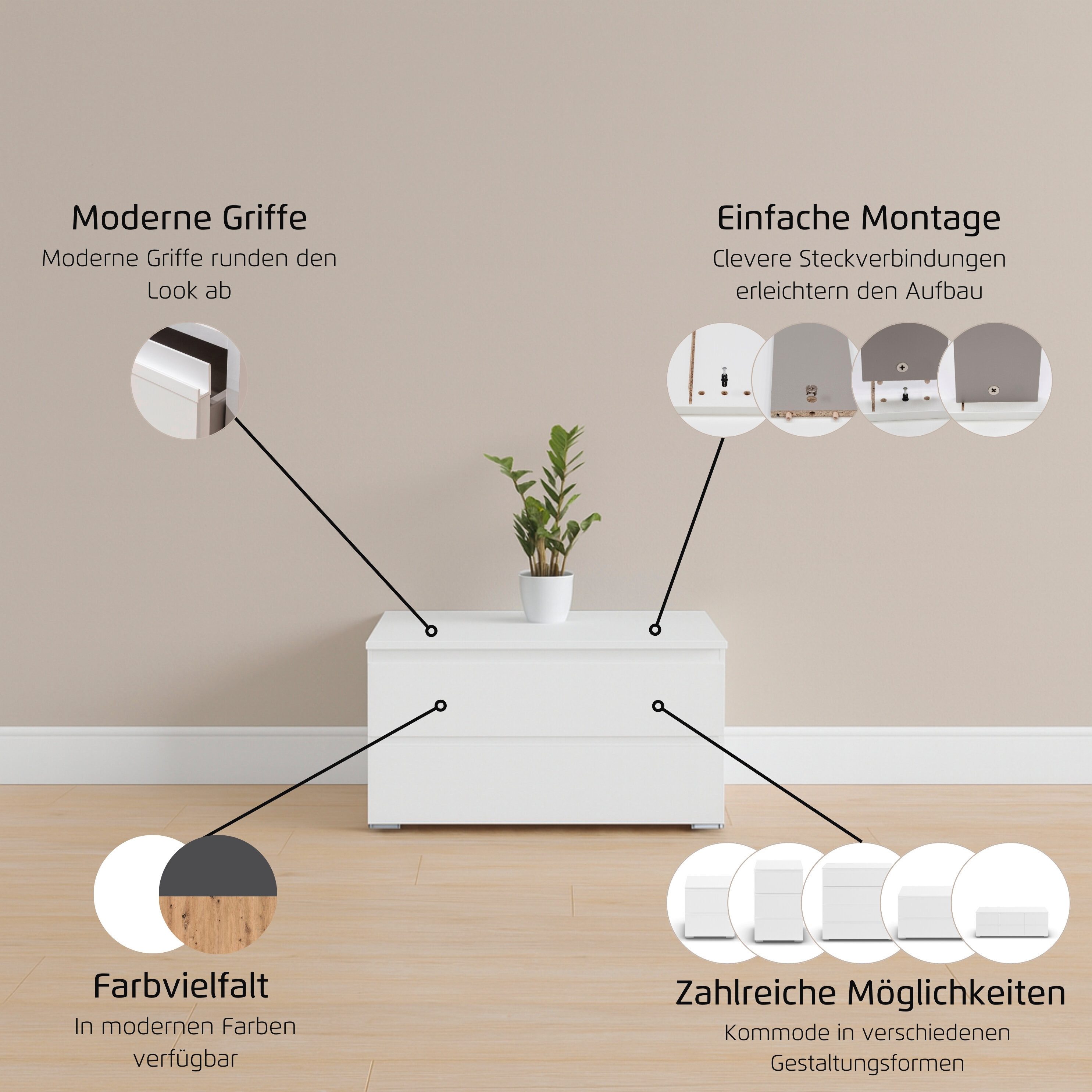 rauch TV-Board Joel (Breite 80 oder 120 cm), praktische und geräumige Schubladen MADE IN GERMANY