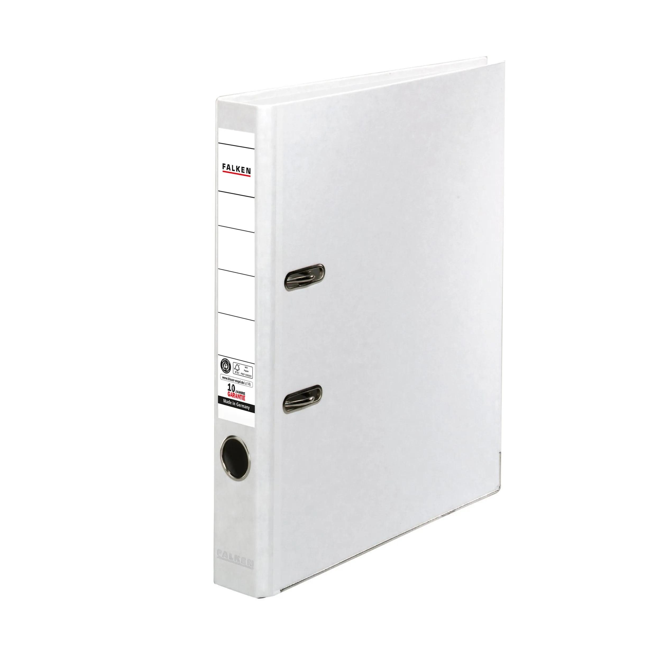 Falken Aktenordner 25x Recycolor Farb Ordner A4 Rücken 50mm Rückenschild Weiß 11286341F, Ordner Recycling Papier