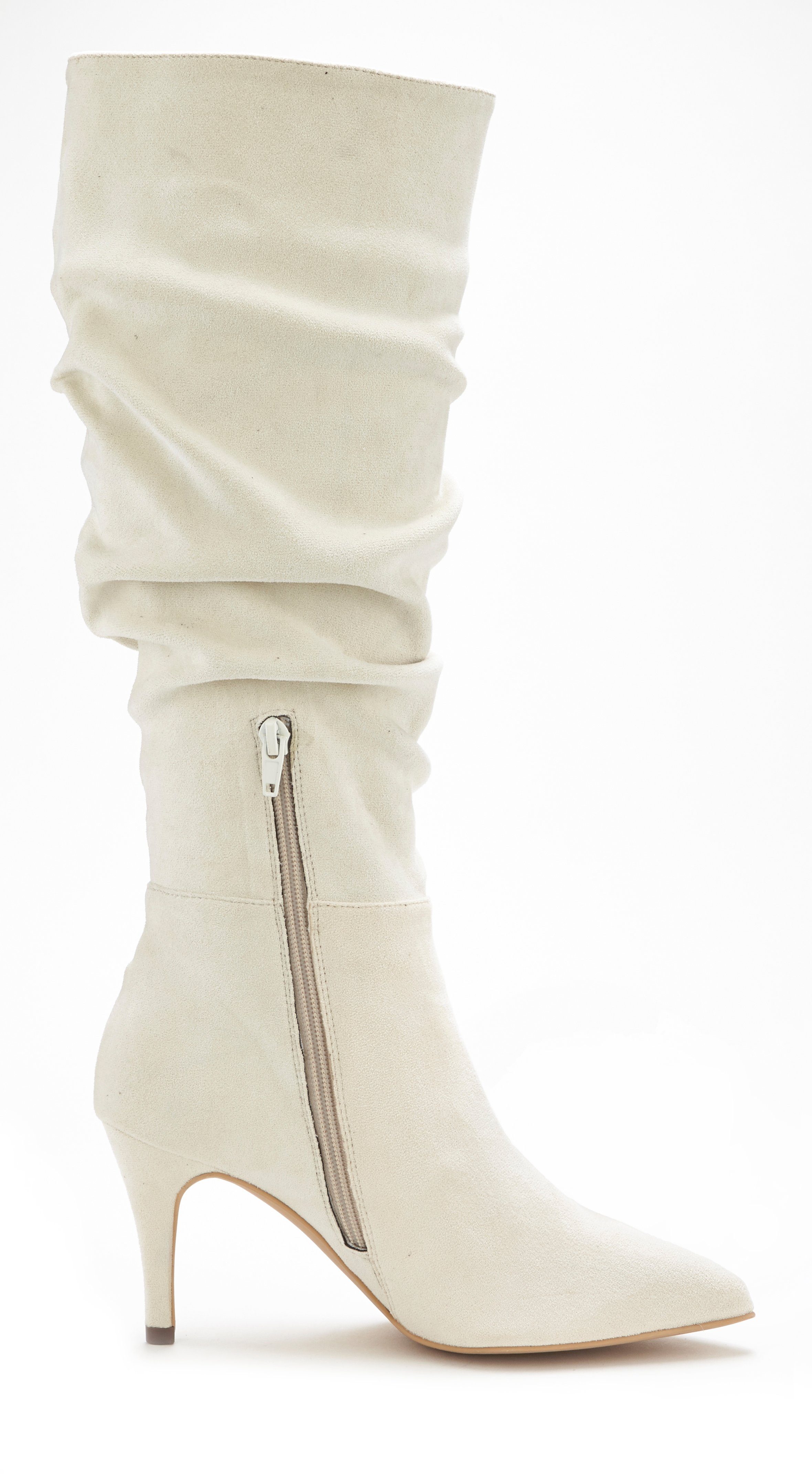LASCANA Langschaft, High-Heel Stiefelette, Slouchy Boots, Stiefel, Reißverschlussstiefel mit elegant modischer Raffung