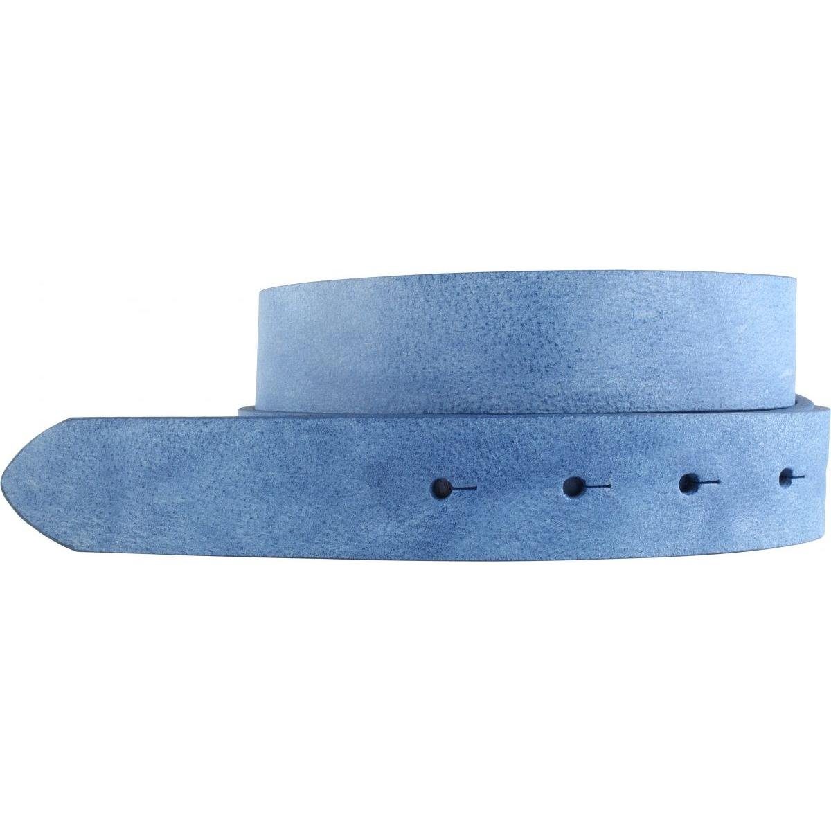 BELTINGER Ledergürtel Wechselgürtel aus weichem Vollrindleder Used-Look ohne Schnalle 3 cm - weiches Leder, Gürtelschnalle in Altsilber, Vintage Blau