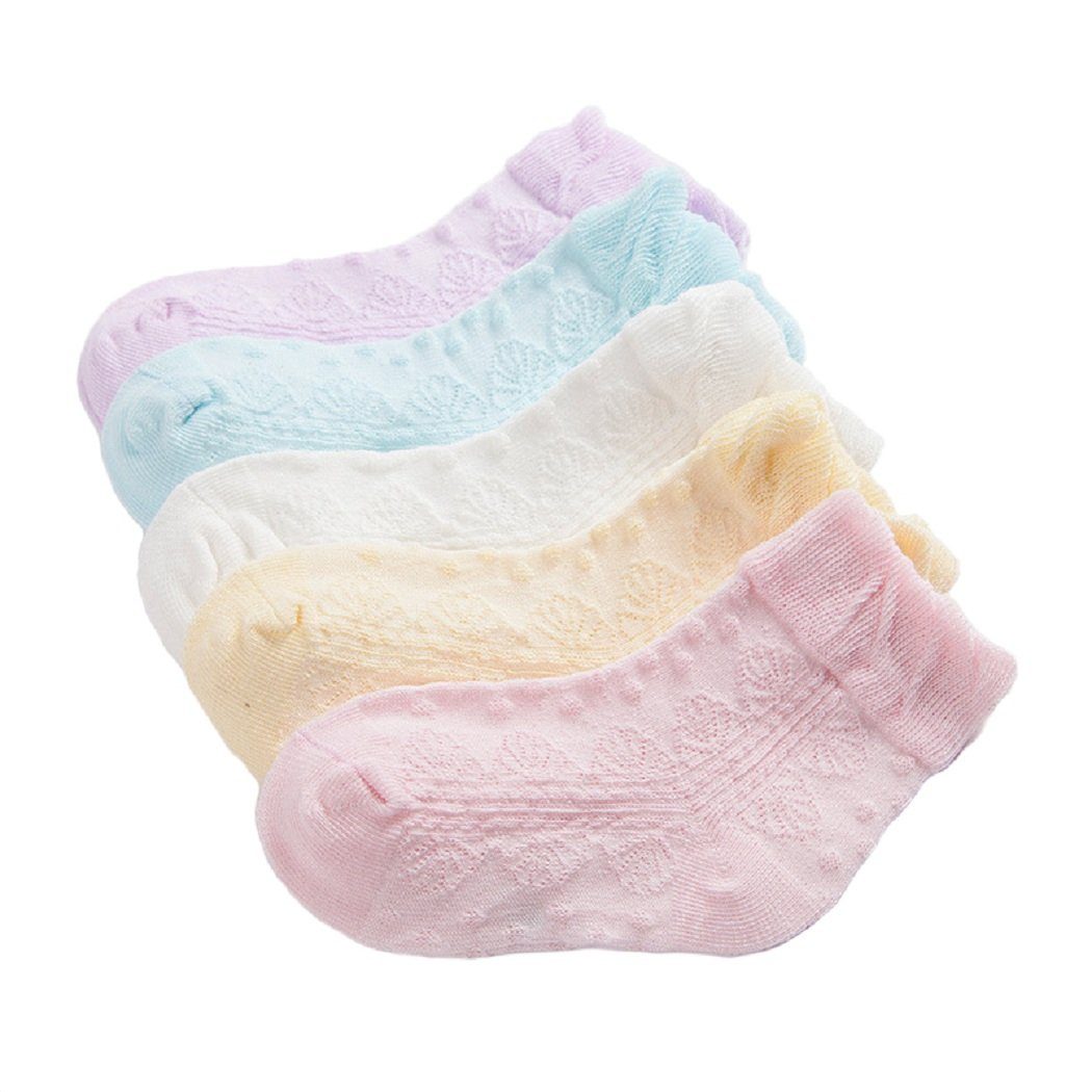 DEBAIJIA Komfortsocken Bunt Socke Baumwolle für Baby Kinder 5 in 1 Set Jungen Mädchen