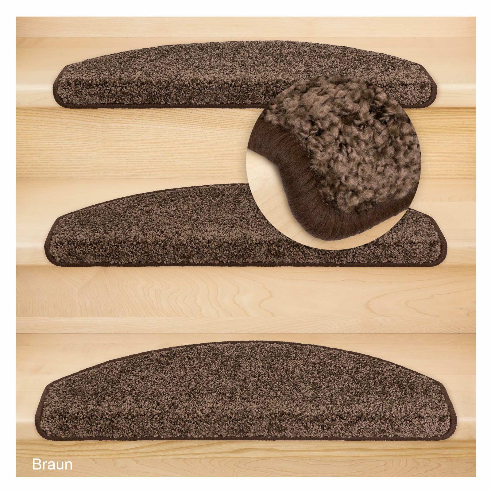 Metzker® Stufenmatte Stufenmatten Marseille Halbrund Kaffeebraun 16 Stück, günstig online kaufen