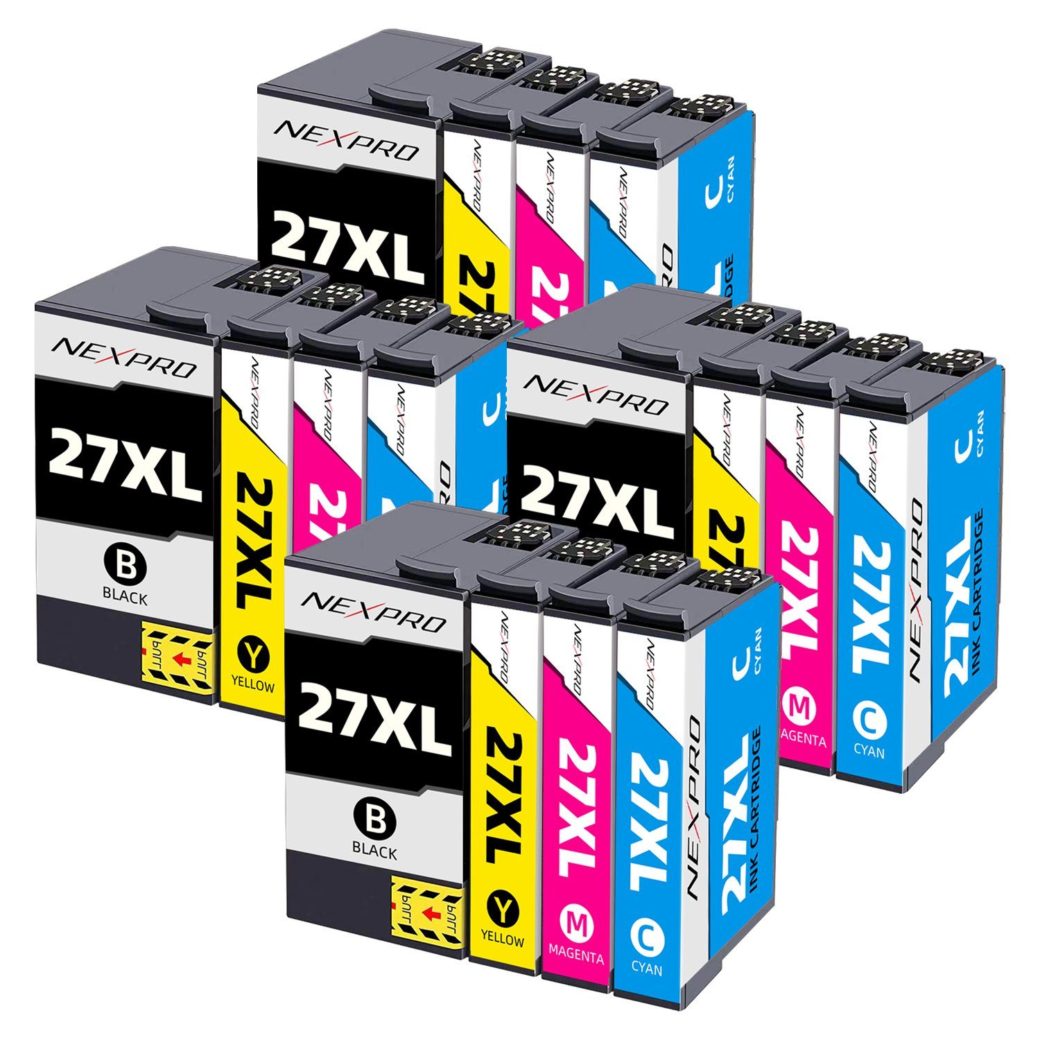 NEXPRO Epson 27 XL Druckerpatronen für WF3620DWF WF3640DTWF WF7110DTW, 16er Tintenpatrone (Packung, Epson 27 XL Druckerpatronen Multipack schwarz/magenta/cyan/yellow)