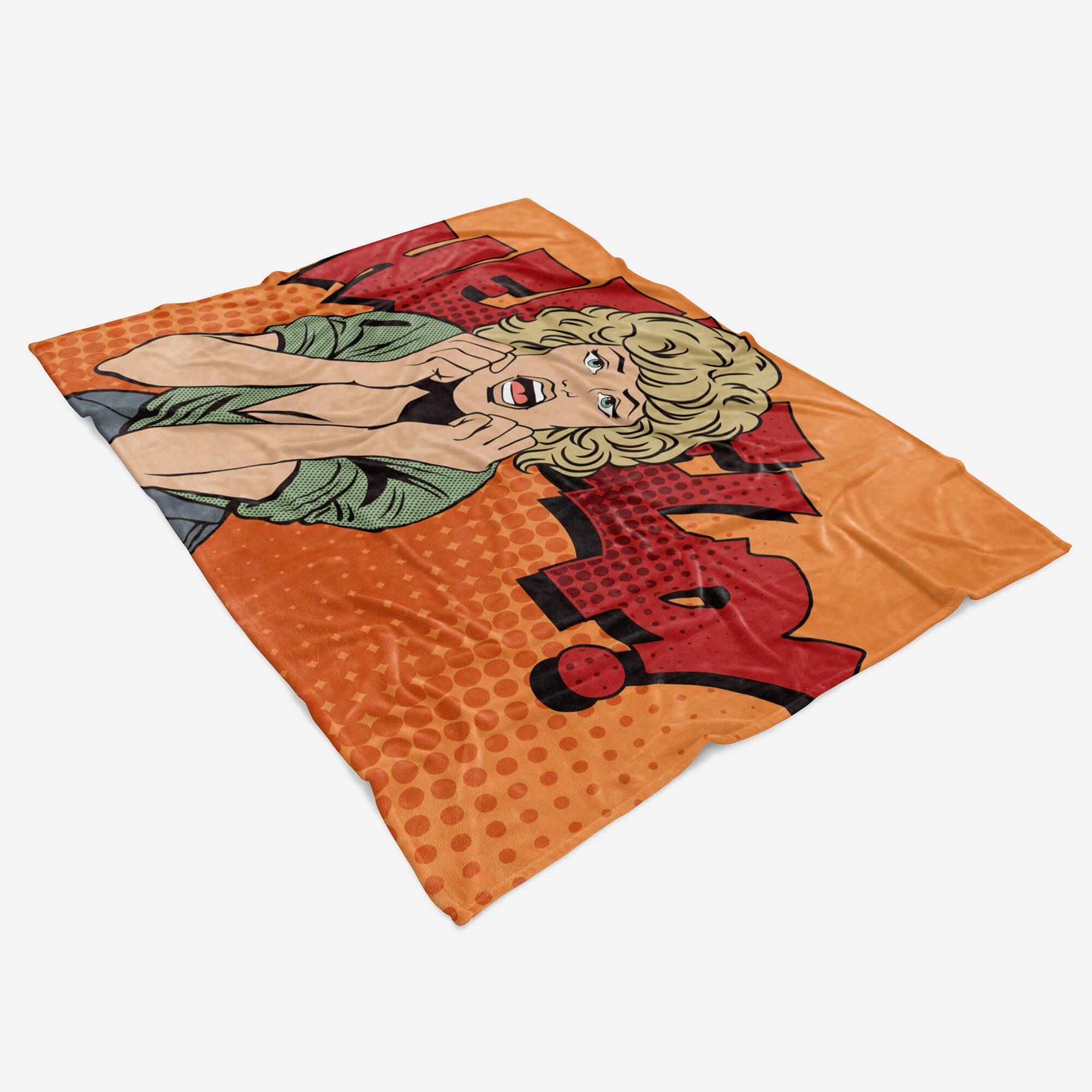 Sinus Art Handtücher Handtuch Art mit Baumwolle-Polyester-Mix Frau, Strandhandtuch Pop (1-St), Comic Handtuch Saunatuch Kuscheldecke Fotomotiv