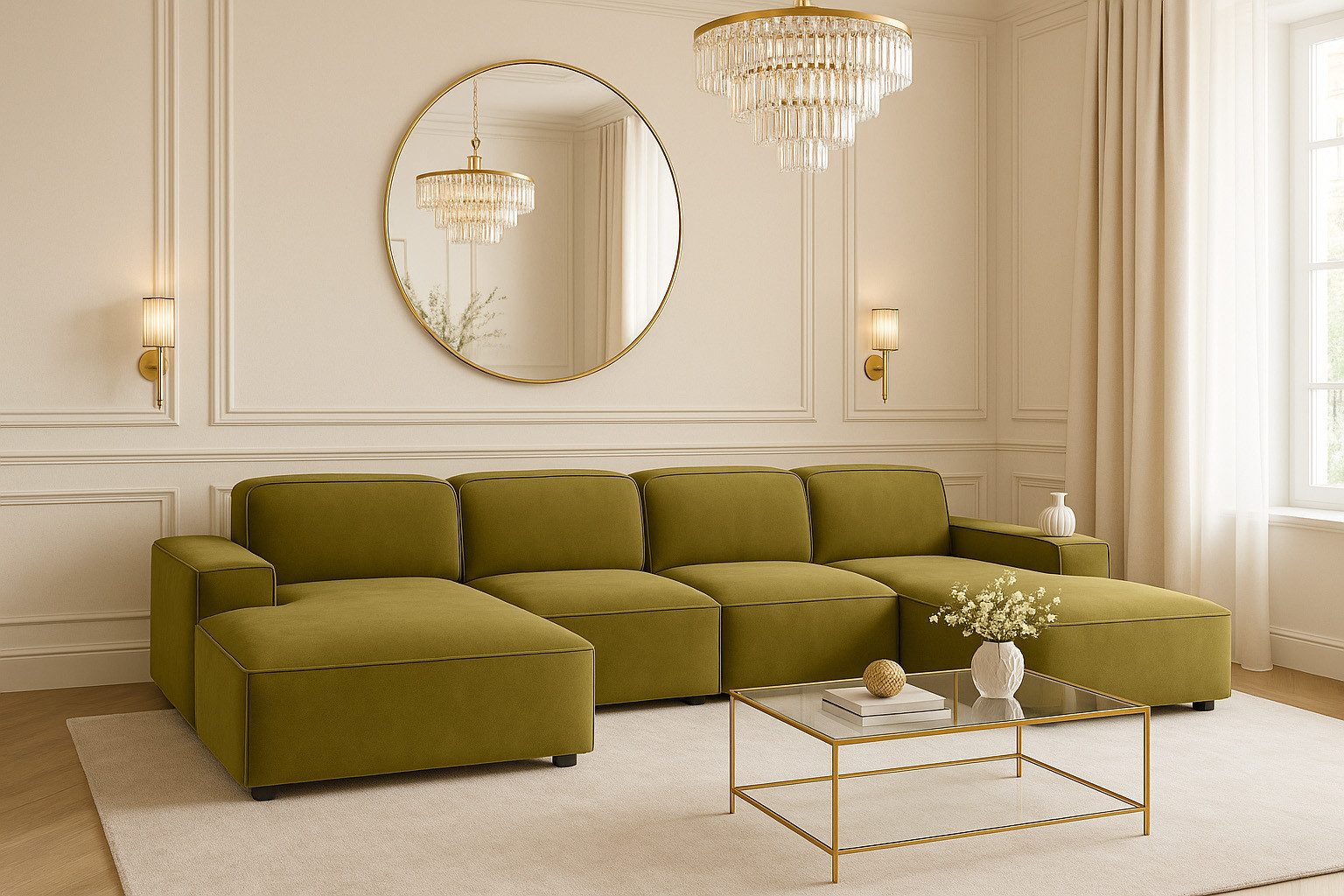 Ecksofa Cursal U-Form – großes modulares Sofa aus hochwertigem