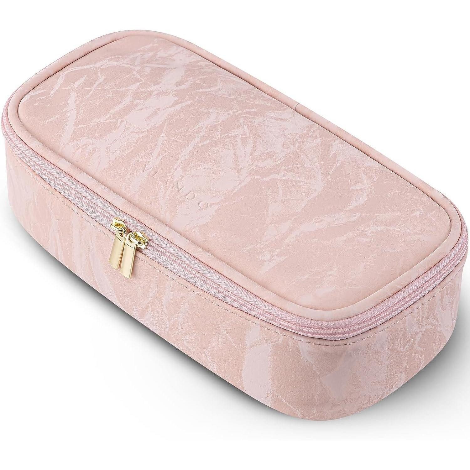 LuxusKollektion Kosmetiktasche Kosmetiktasche Makeup Organizer Damen Leder Reise Rosa