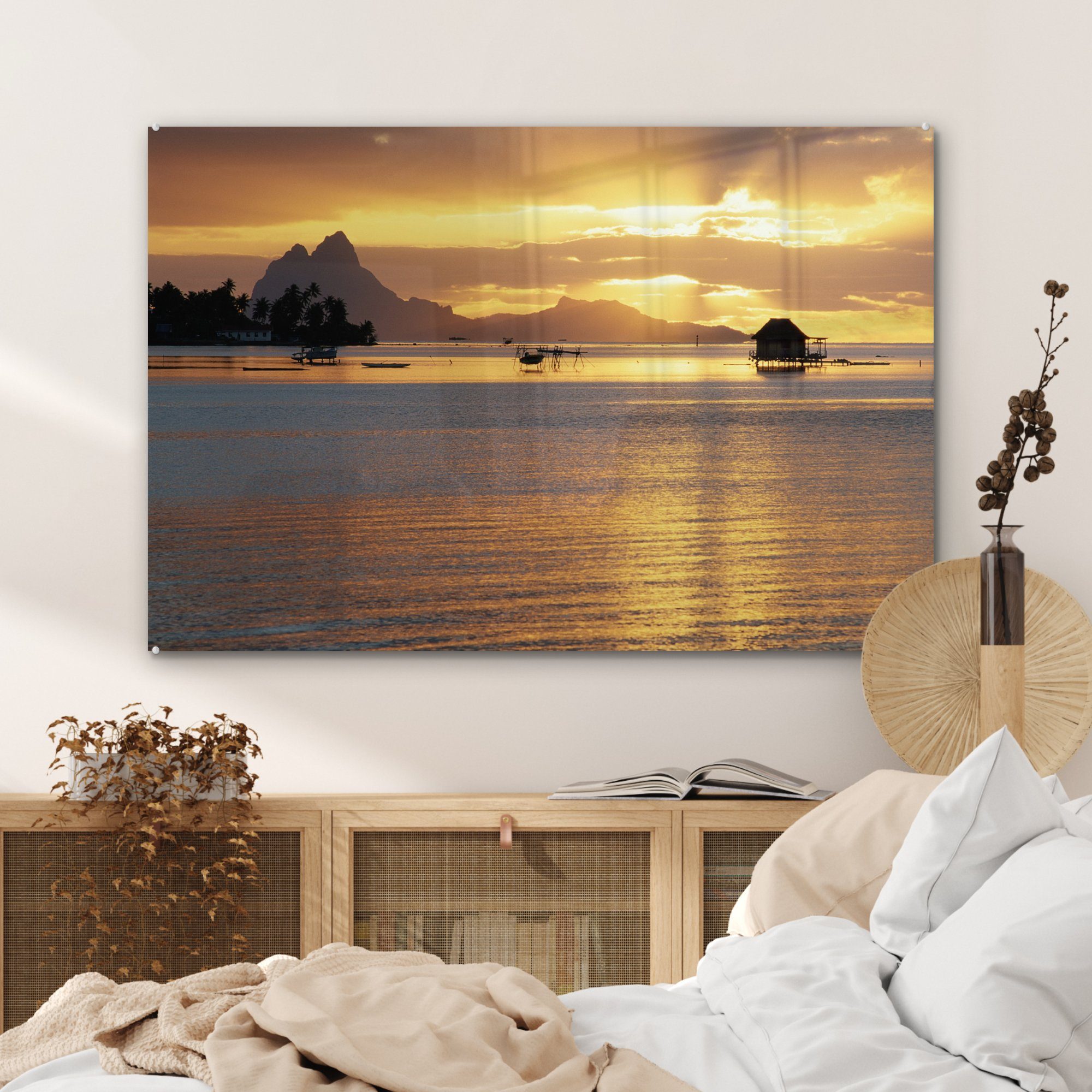 Sonnenuntergang auf Bora MuchoWow Acrylglasbilder Acrylglasbild St), Wohnzimmer & Bora, Schlafzimmer der Insel (1