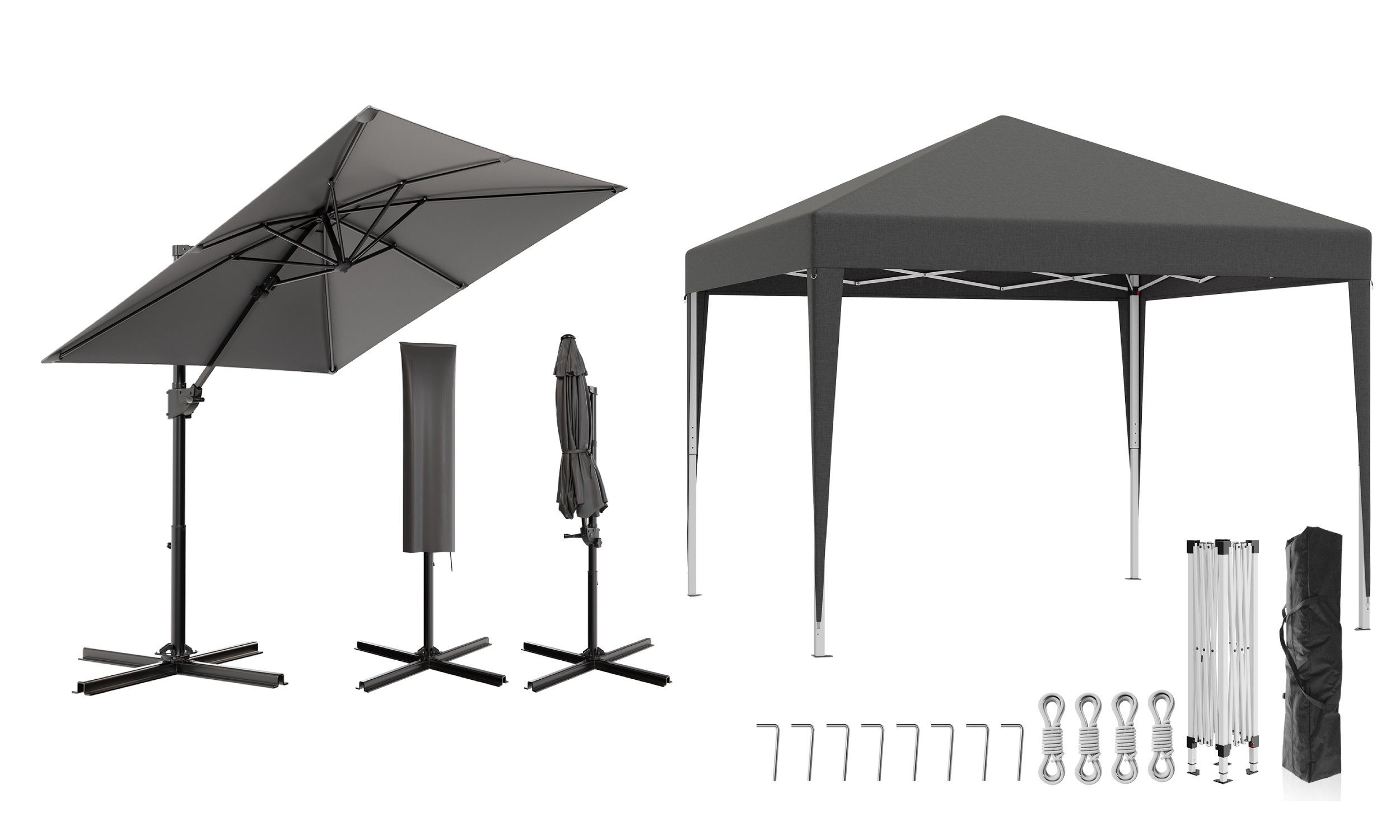 HOMALL Sonnenschirm Gartenschirm 270/330cm, mit Ständer,360° günstig online kaufen