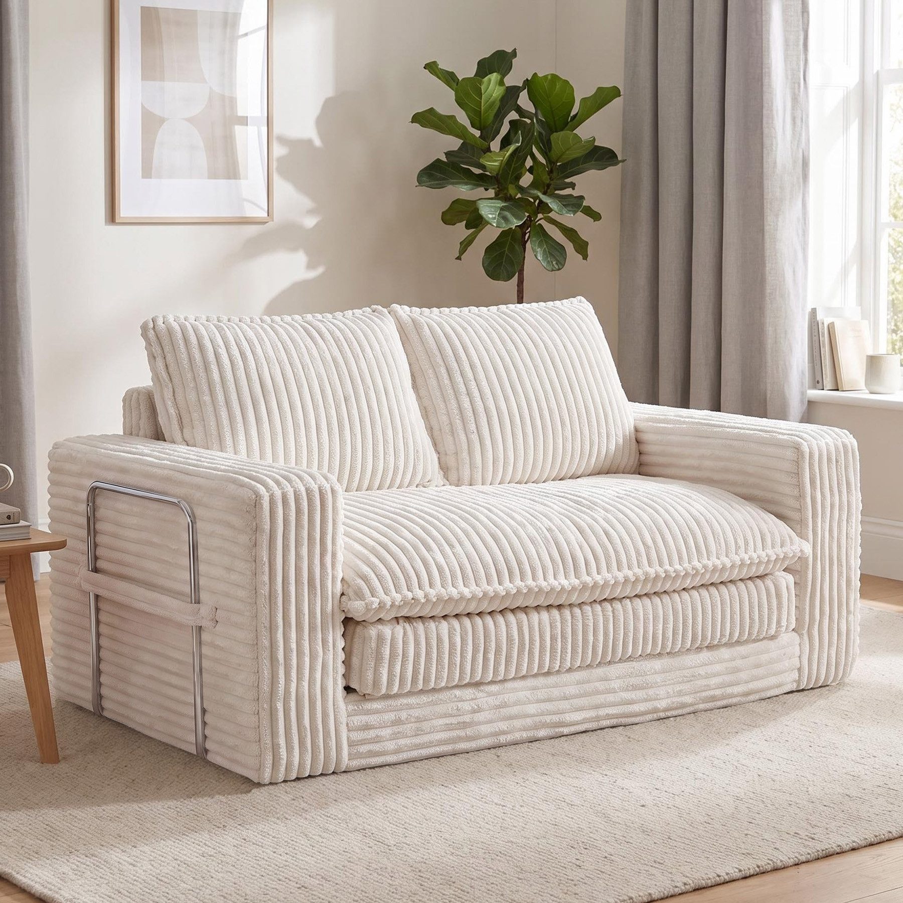 HomeMiYN Schlafsofa 2-Sitzer L139 CM klappbar Ecksofa mit Bettfunktion für kleine Räume, 1 Teile, 2-in-1 Schlafsofa – Tagsüber Sofa, nachts Gästebett (bis 240 kg)
