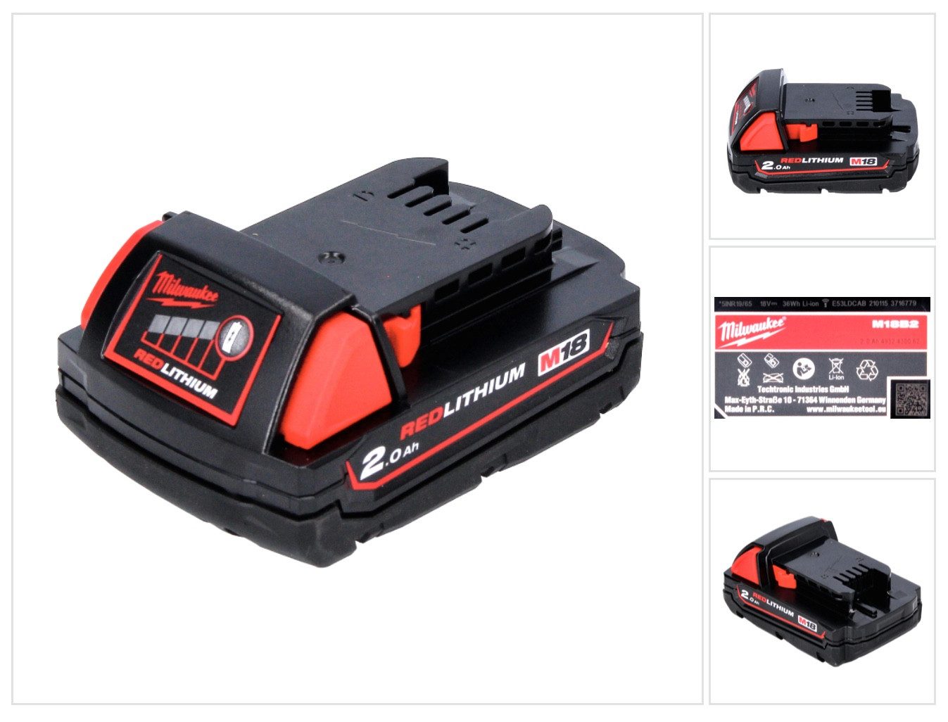 Milwaukee M18 B2 Akku 18 V / 2,0 Ah / 2000 mAh RED Li-Ion (4932430062) Akkupacks