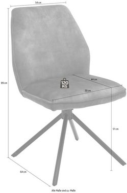 MCA furniture Esszimmerstuhl Ottawa (Set, 2 St), Vintage Veloursoptik mit Keder, Stuhl belastbar bis 120 Kg