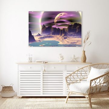 Primedeco Glasbild Wandbild Alien Planet - D Kunstwerk mit Aufhängung, Landschaft