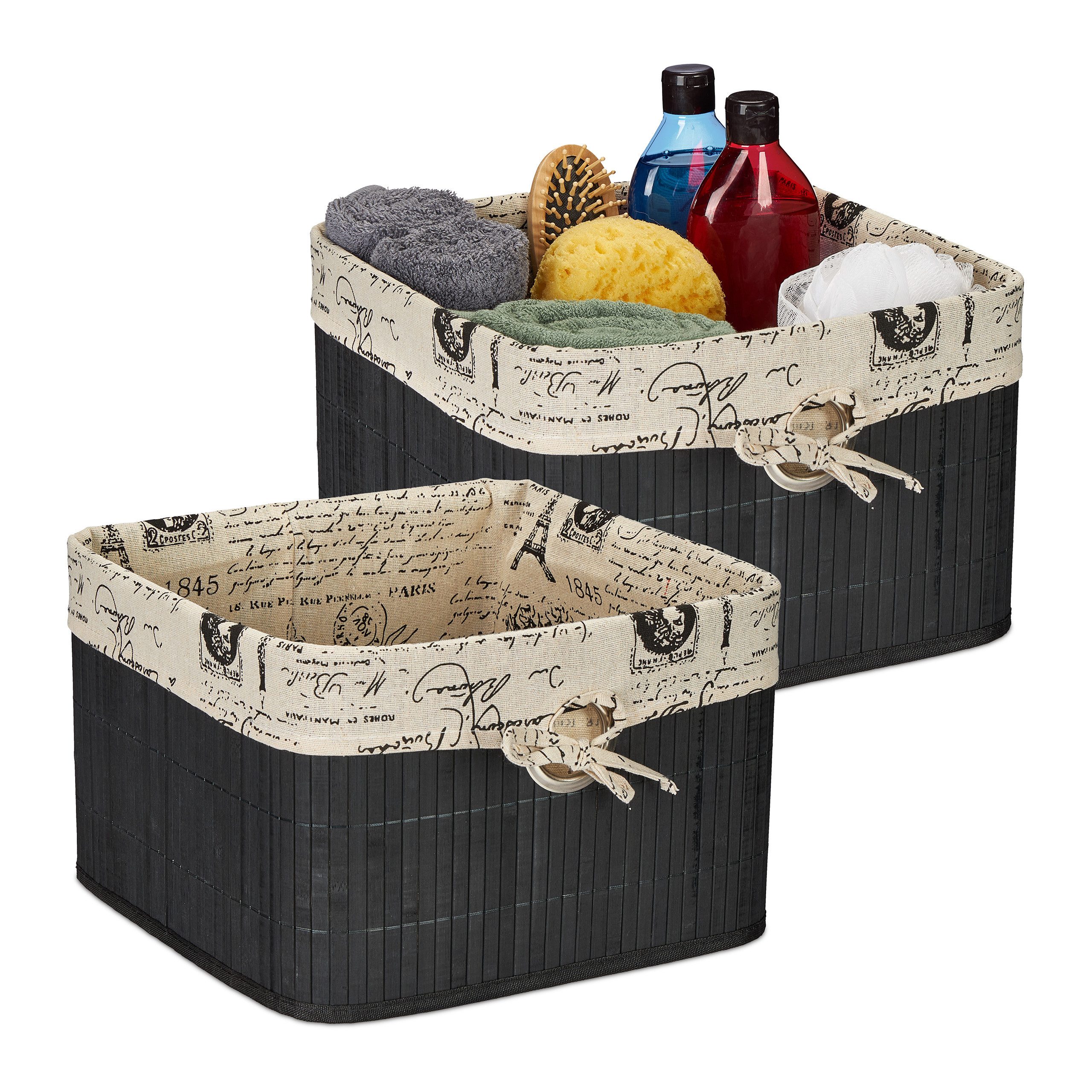 relaxdays Regalkorb 2 x Schwarzer Aufbewahrungskorb günstig online kaufen