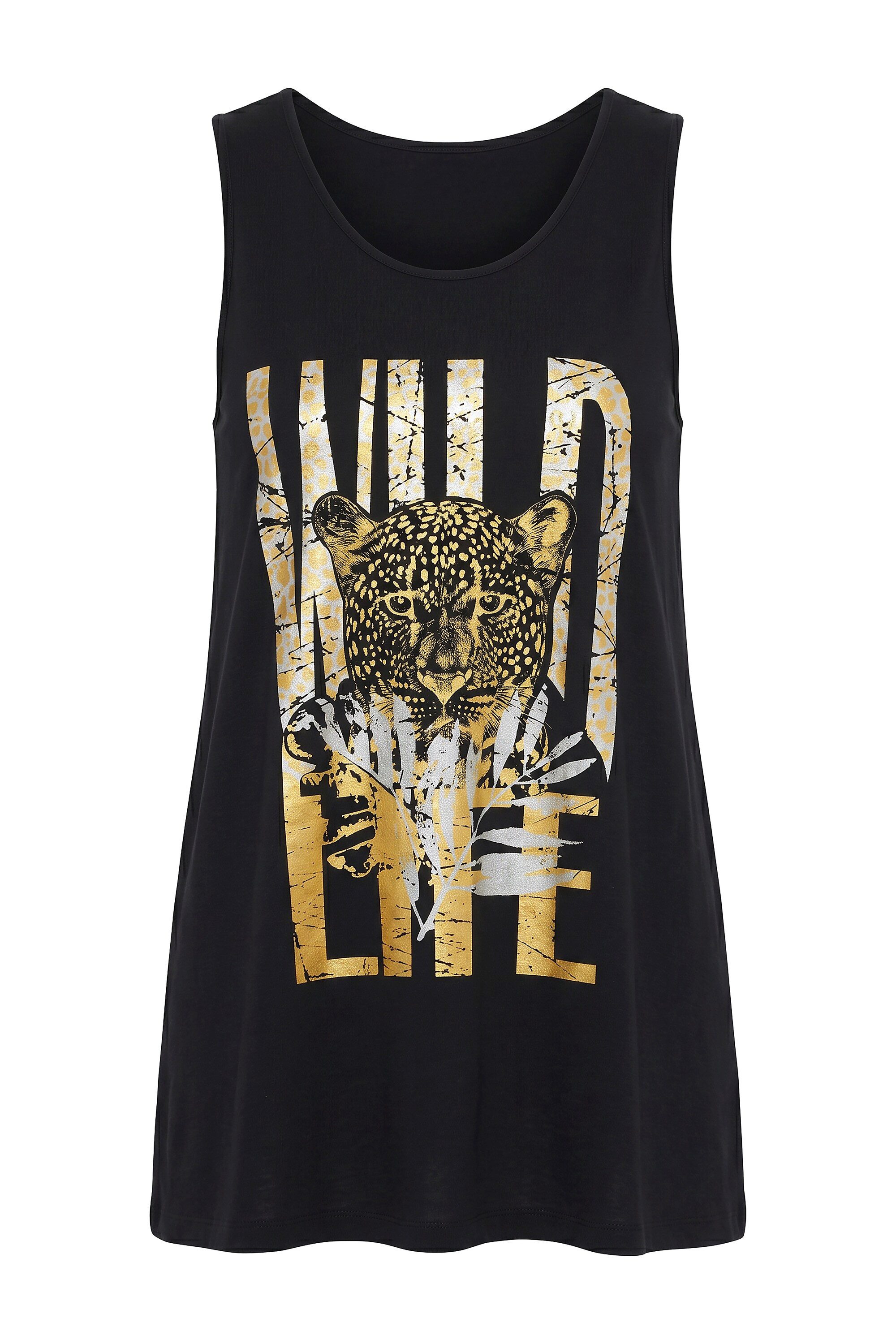 Angel of Style Longtop Top A-Linie Leoparden-Motiv ärmellos