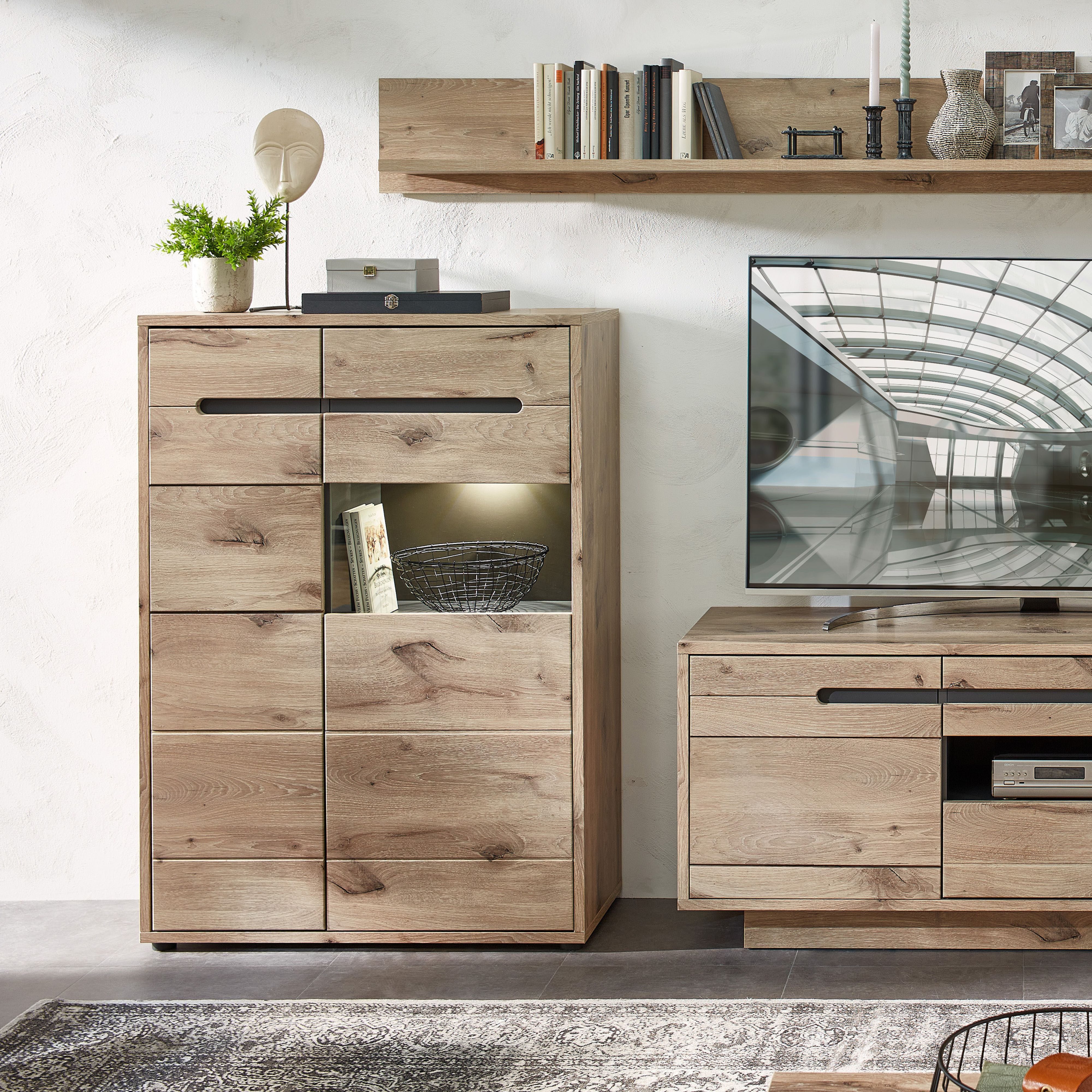 Innostyle Vitrine "BELLANO", Viking Oak Nature günstig online kaufen