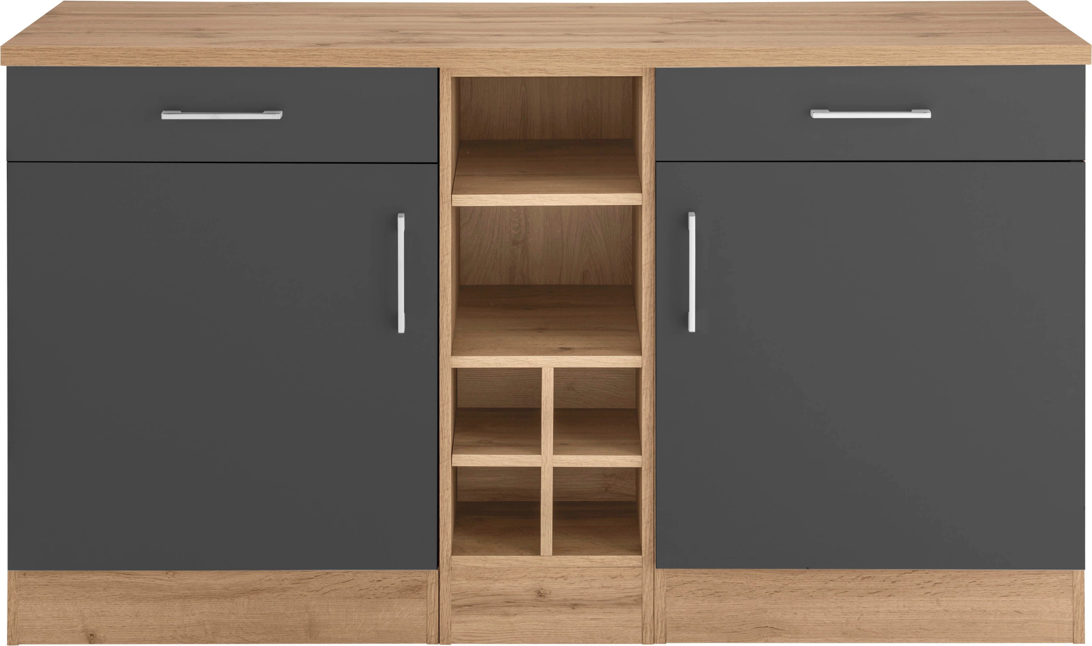 KOCHSTATION Unterschrank KS-Colmar 150 cm breit, 2 Schubkästen, 2 Türen, 6 Fächer, für viel Stauraum