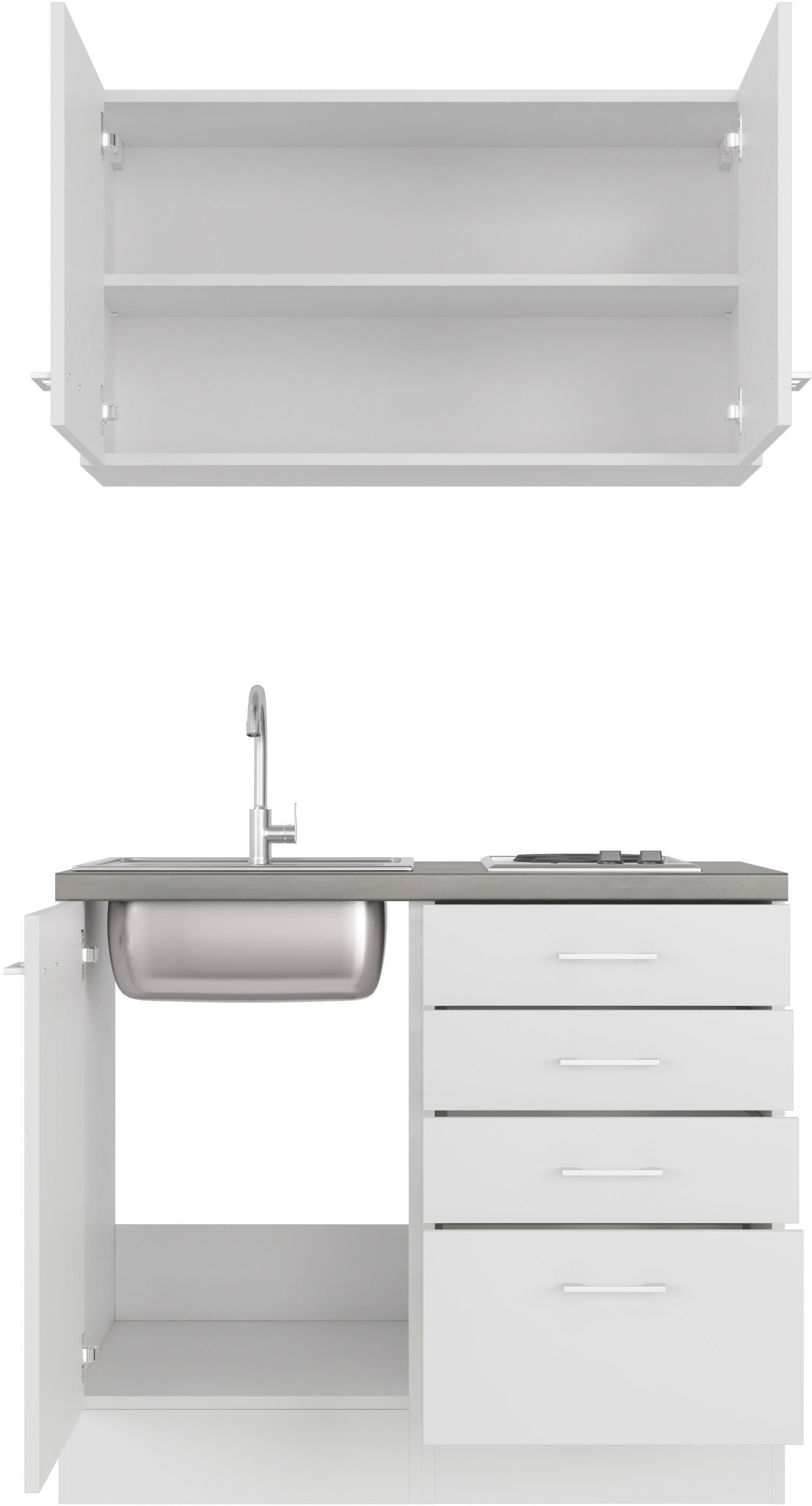 Flex-Well Küchenzeile Lucca, Breite 100 cm, mit Kochfeld und Spüle, in weiteren Farben erhältlich