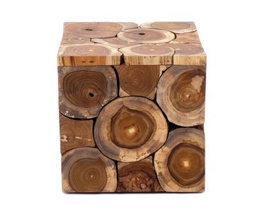 Brillibrum Blumenhocker Beistelltisch Teakholz Blumenhocker Teak Holzhocker Baumstamm Tisch