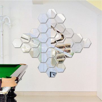 GelldG Wandspiegel Spiegel-Wandaufkleber, sechseckig, selbstklebende Fliesen (12 Stück) (Set, 12-St., 12 * Spiegel), Wandspiegel