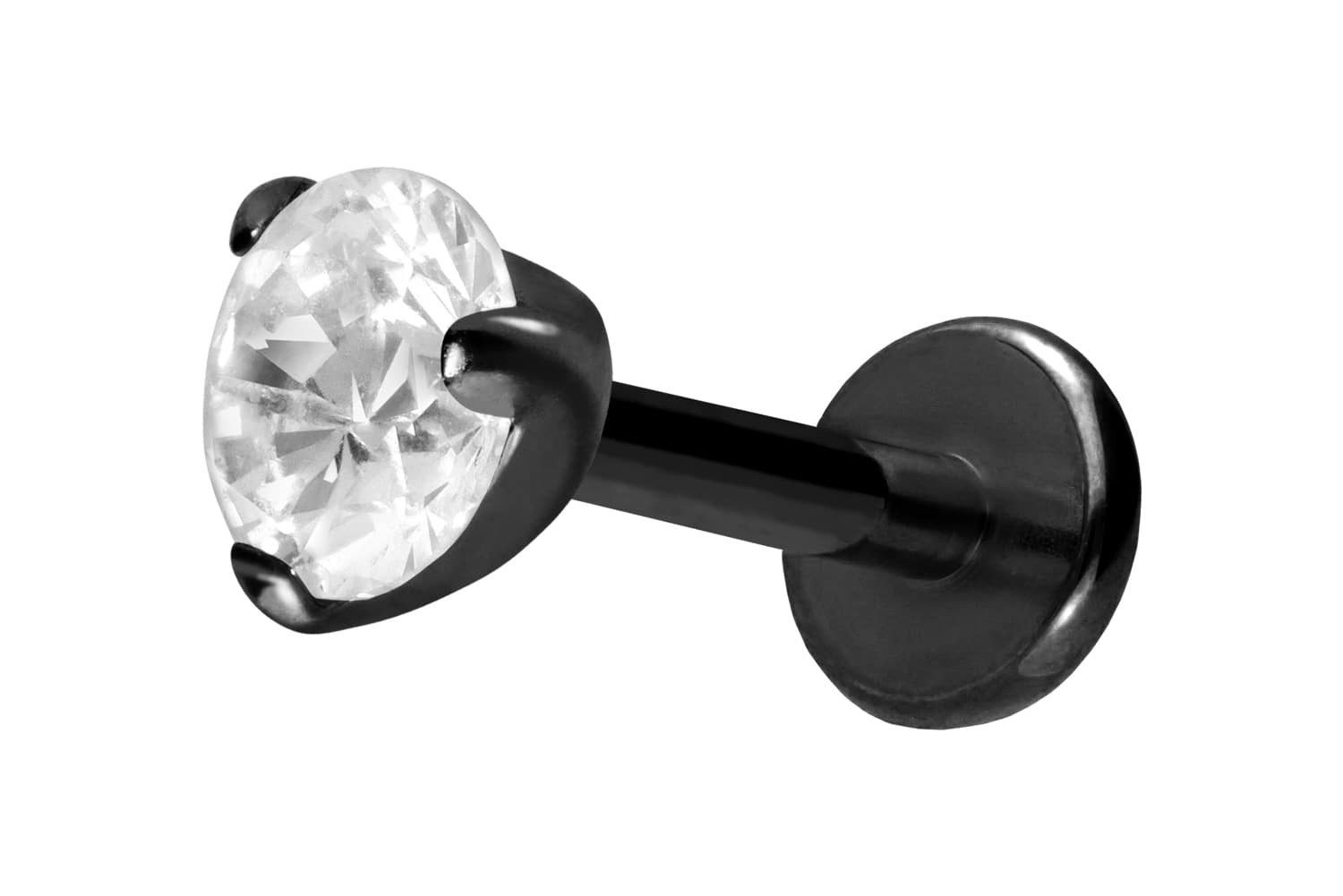 Piercing-Set Titan Labret mit Innengewinde EINGEFASSTER KRISTALL