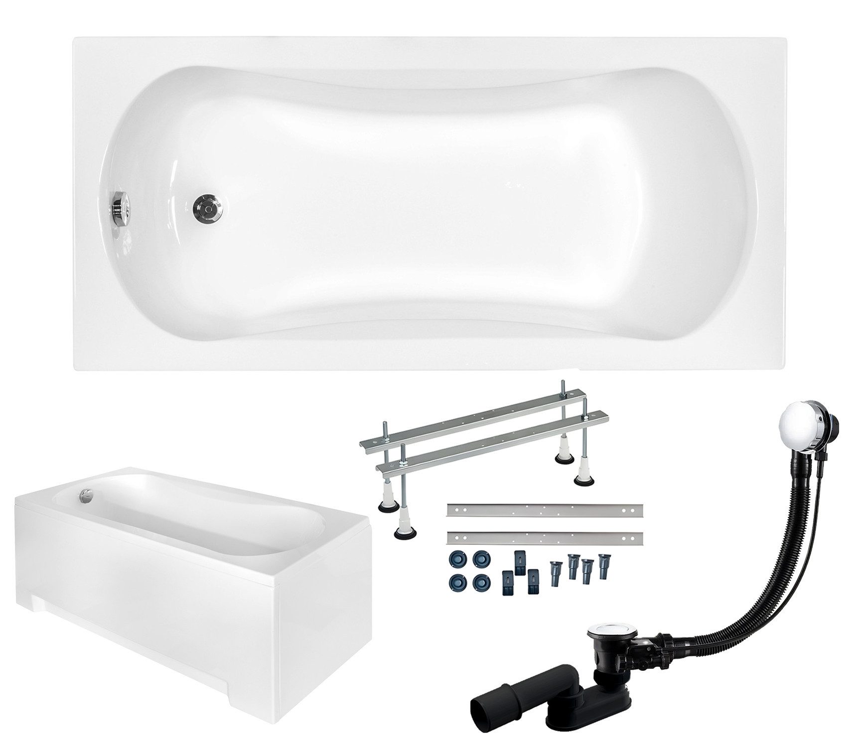 KOLMAN Badewanne Rechteck Aria 130x70, Ablaufgarnitur günstig online kaufen