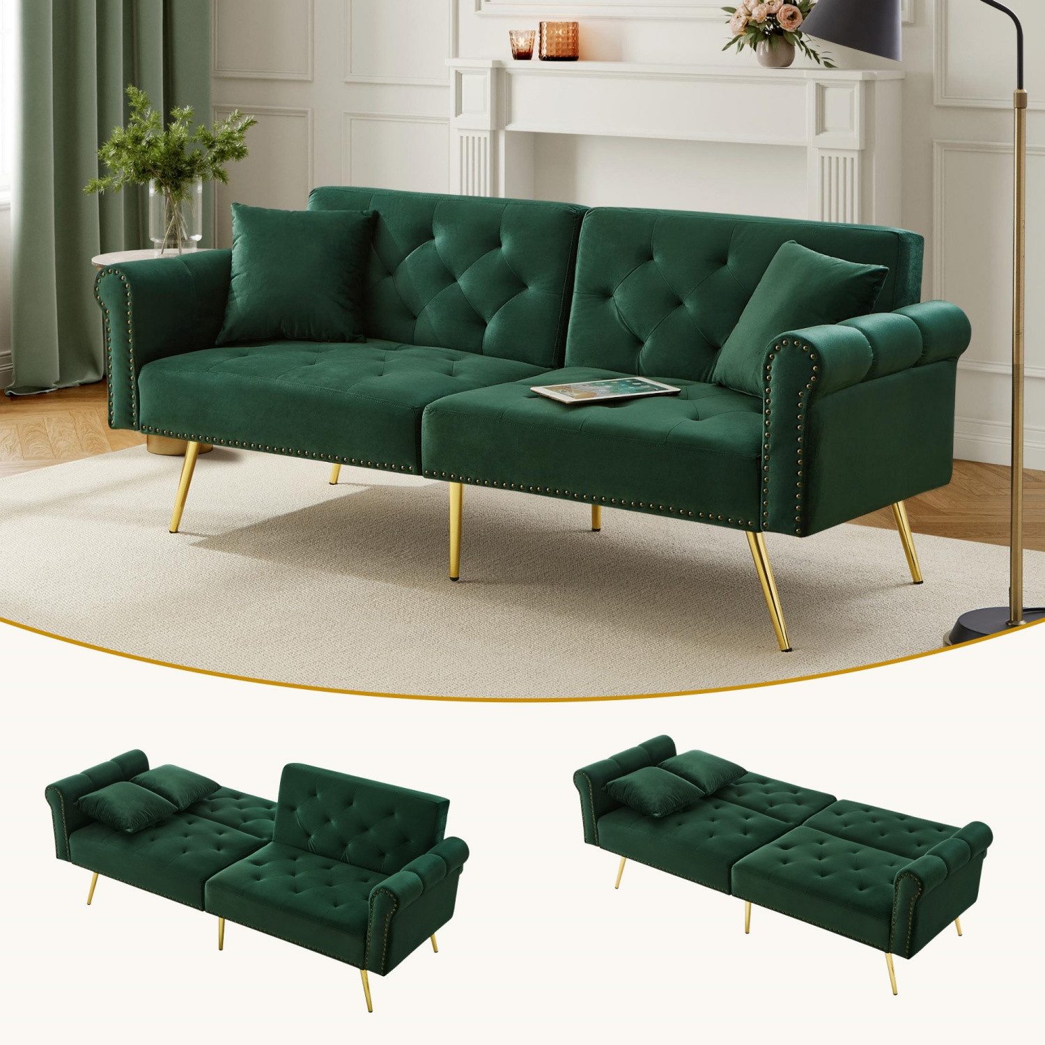Fanttik 2-Sitzer sofas,chlafsofa mit 3-stufiger Verstellung, günstig online kaufen