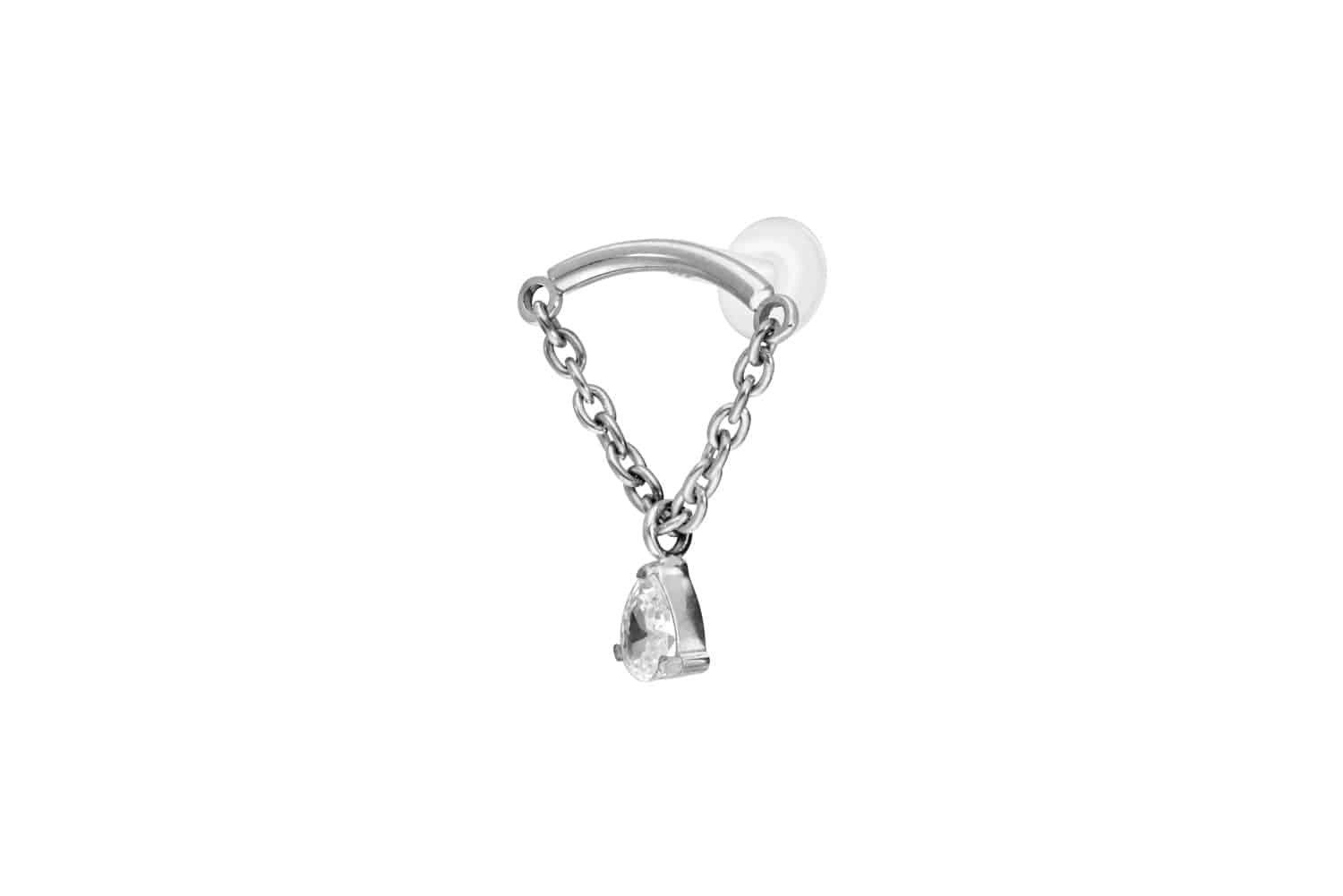 Piercing-Set PTFE Labret mit Innengewinde + Titan-Aufsatz BOGEN + KETTE +