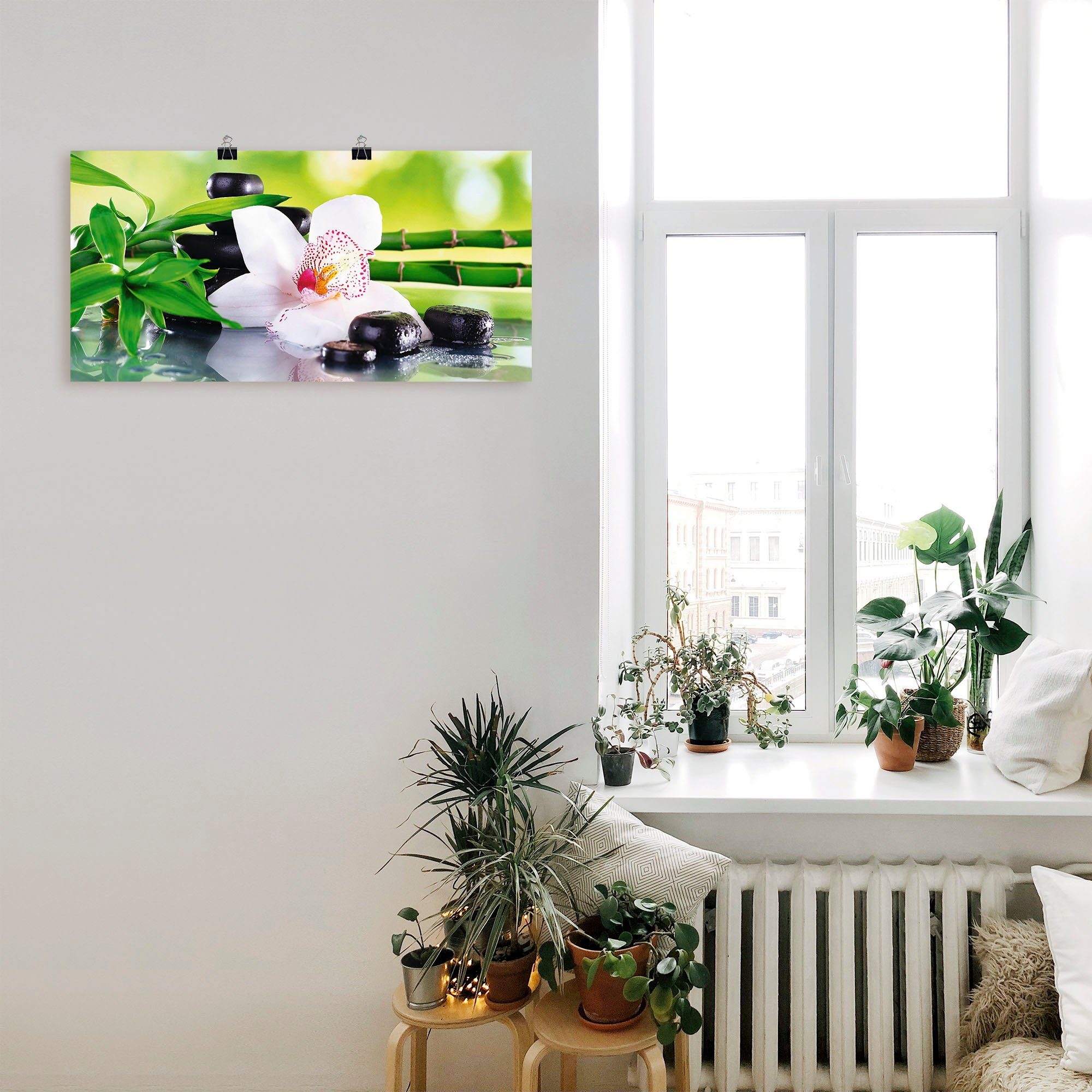 Artland Wandbild Spa Steine Bambus Zweige Orchidee, Zen (1 St), als Alubild, Leinwandbild, Poster in verschied. Größen