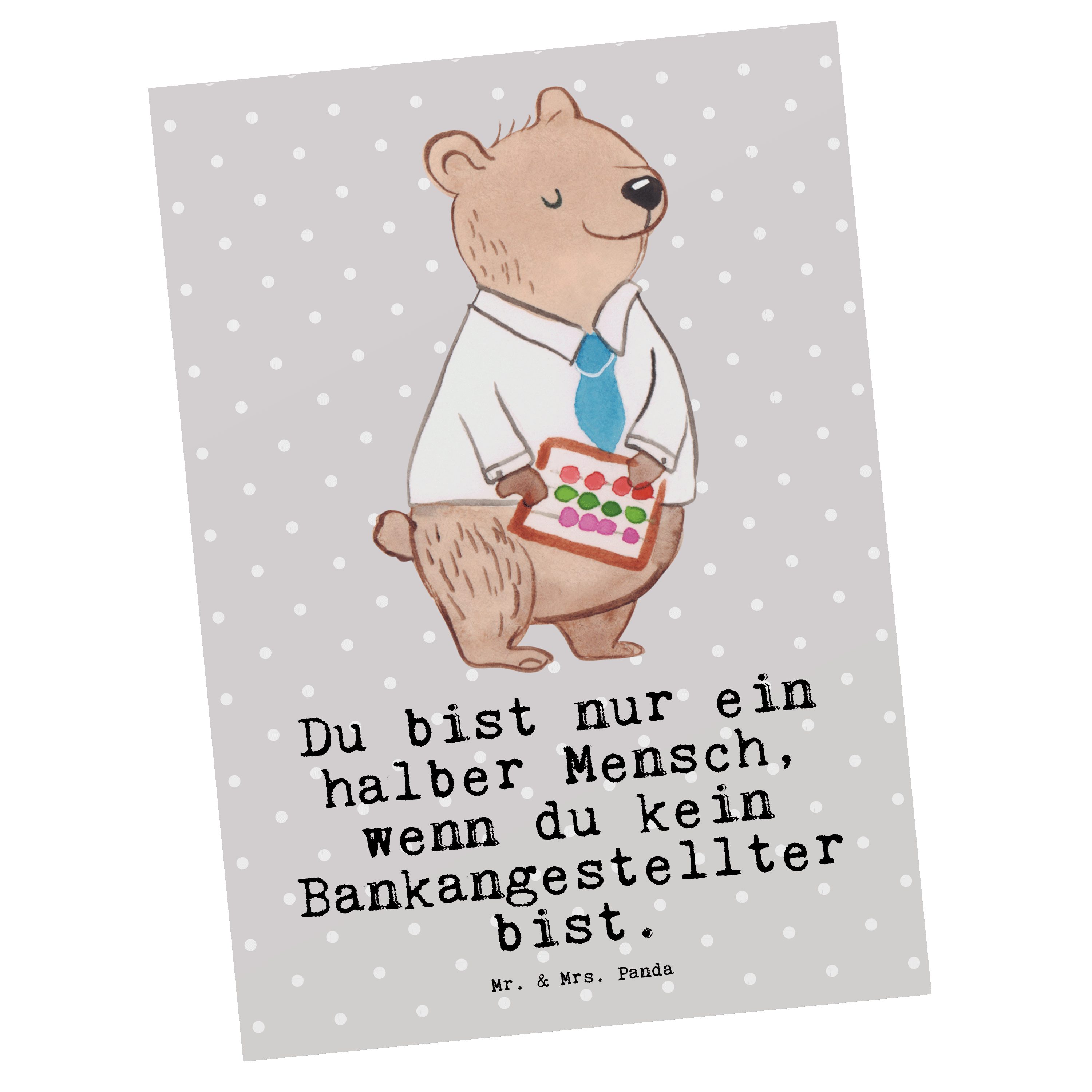 Mr. & Mrs. Panda mit Grau Herz Geschenkkarte, - Postkarte Bankangestellter J - Geschenk, Pastell