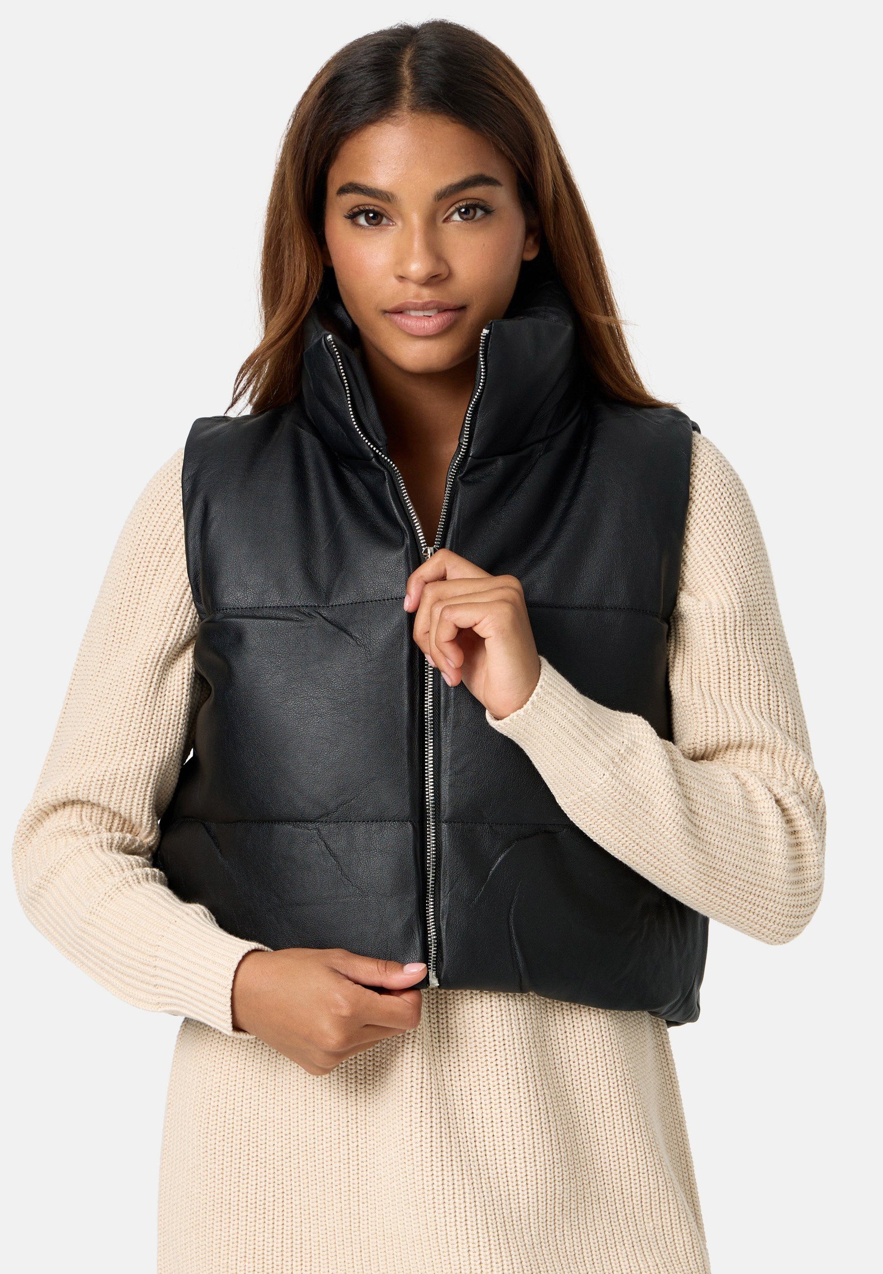 Worldclassca Lederimitatweste Worldclassca Damen Kurze Steppweste aus Kunst günstig online kaufen