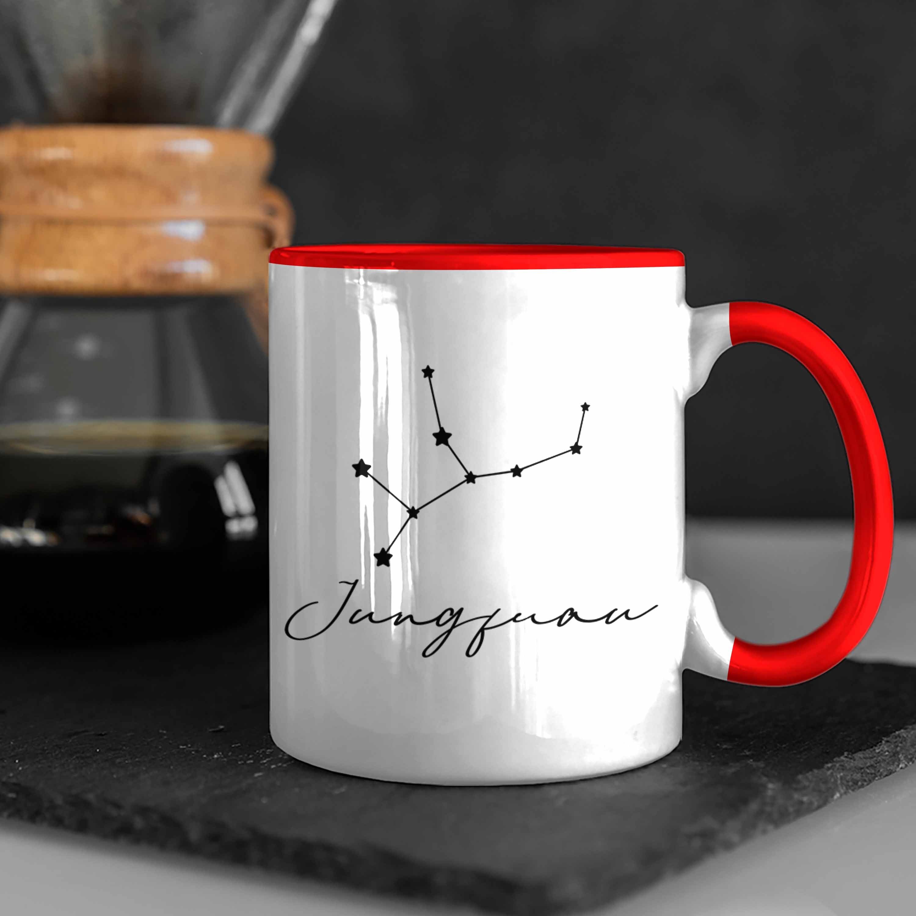 Geschenk Tasse Sternzeichen Trendation Tierkreiszeichen Horoskop Tasse - Rot Trendation Jungfrau