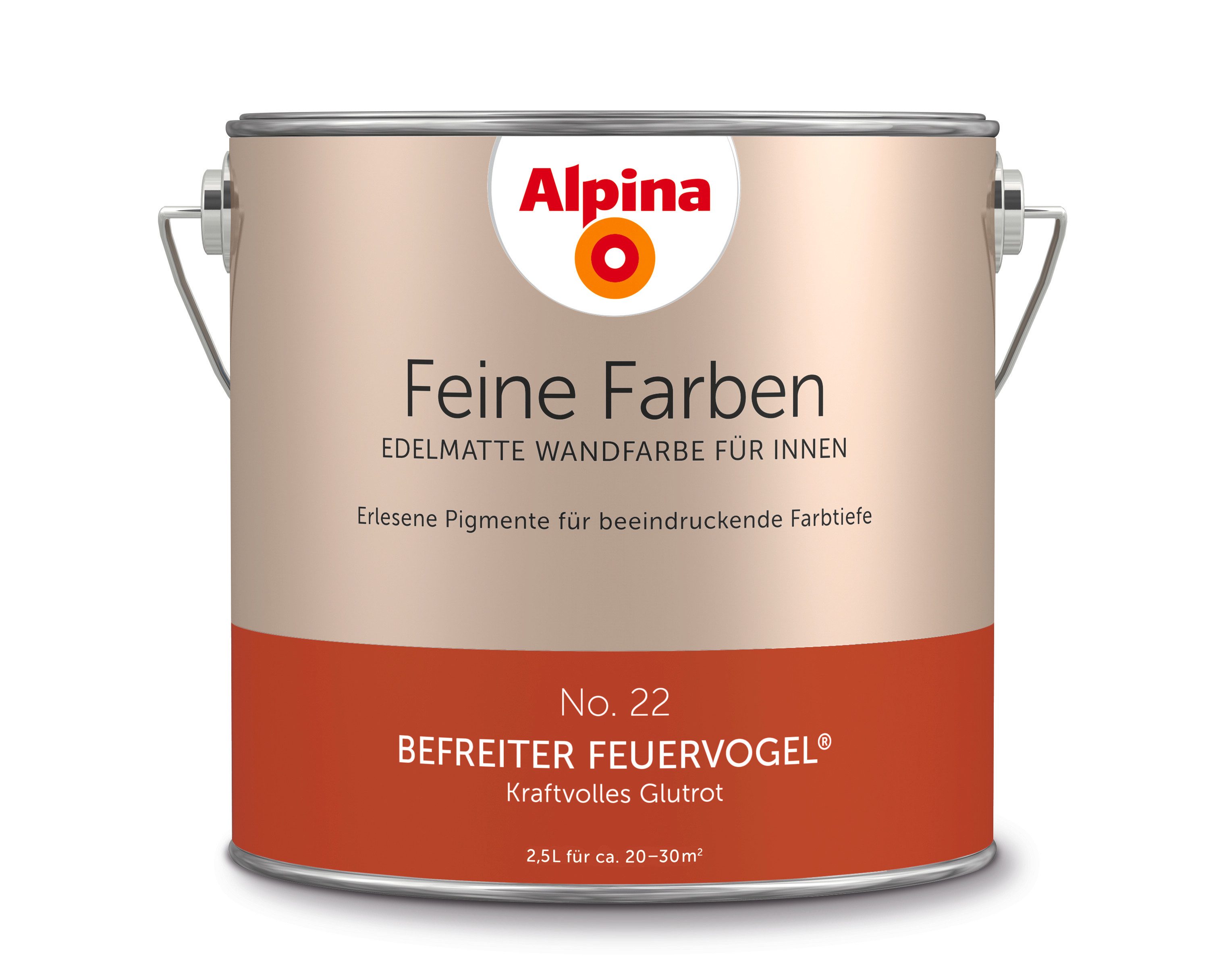 Wandfarbe Alpina Feine Farben edelmatt 2,5 Liter - Farbfamilie Rot