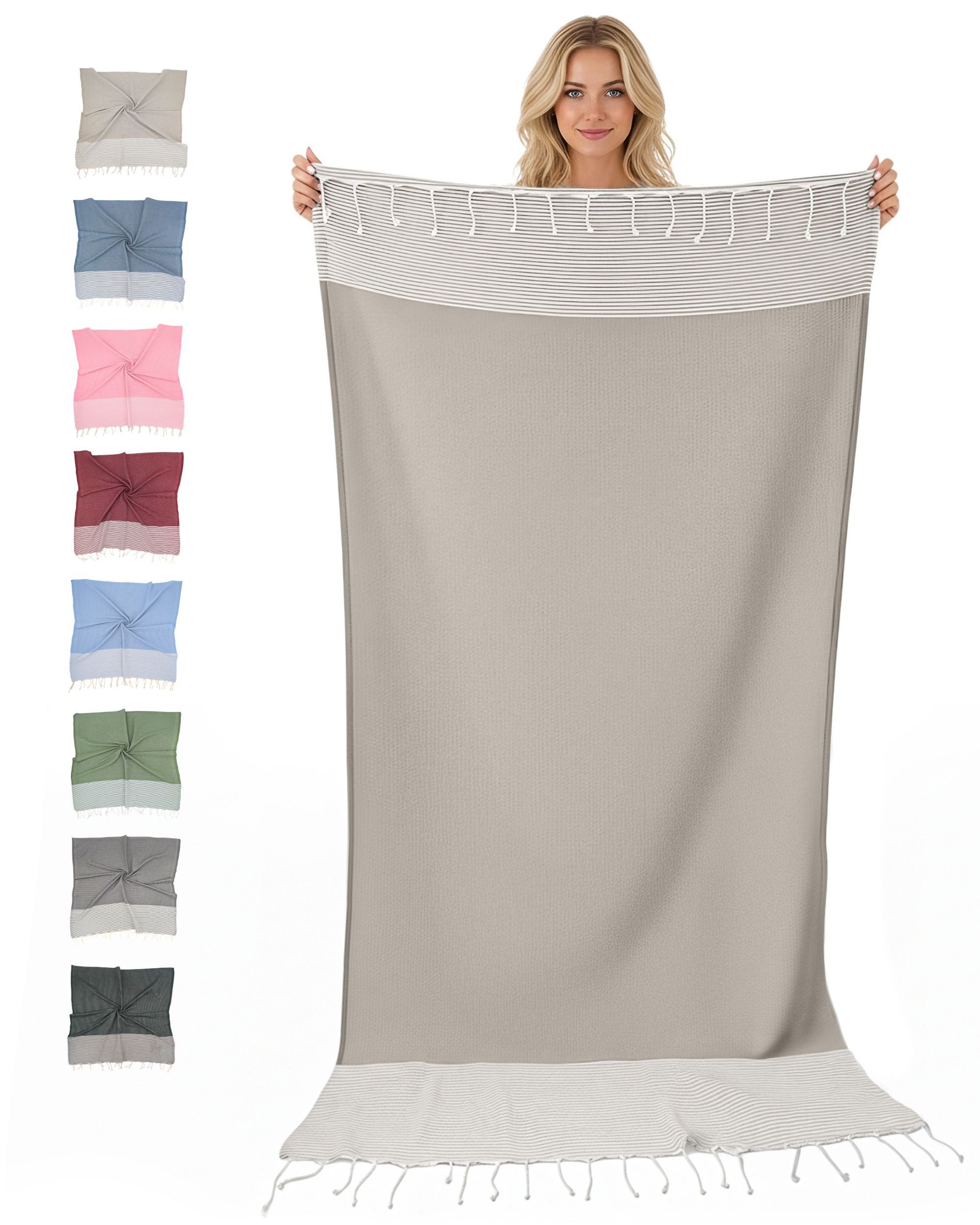 furora HOLIDAY Saunatuch Strandtuch Hamamtuch: groß 100x200 cm Saunatuch, Strandhandtuch dünn, Strandtuch Saunatuch aus 100% Baumwolle Strandtuch Set