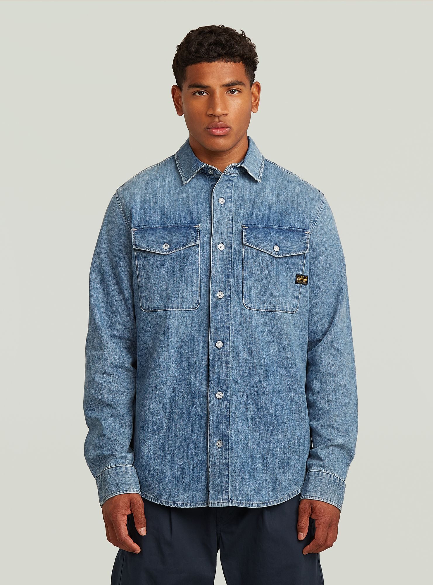 G-STAR Langarmshirt Marine Denim Slim Shirt