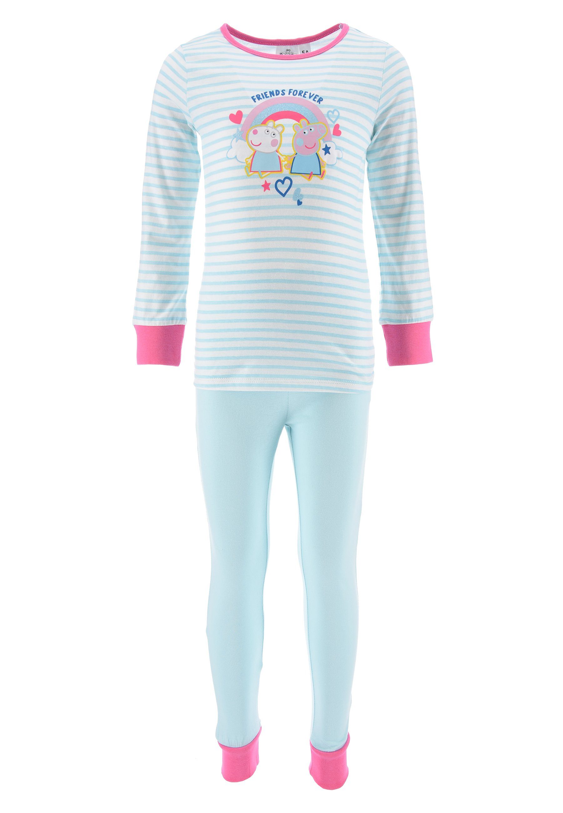 Peppa Pig Schlafanzug Peppa Wutz Kinder Jungen Pyjama Schlaf-Set (2 tlg) Blau