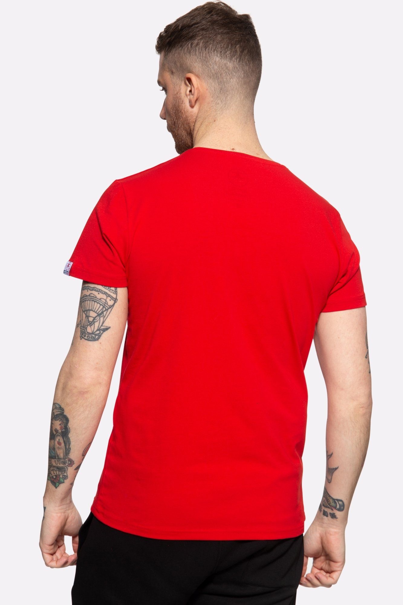 Akito Tanaka T-Shirt Print mit rot Write kontrastierendem