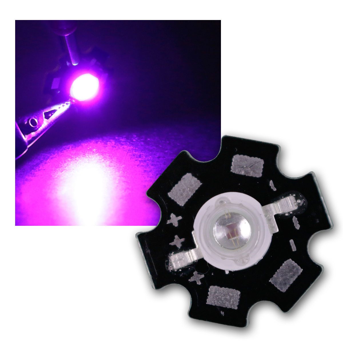 world-trading-net Modellbausatz 10er Set Highpower LED 3W uv 395nm auf Star-Platin