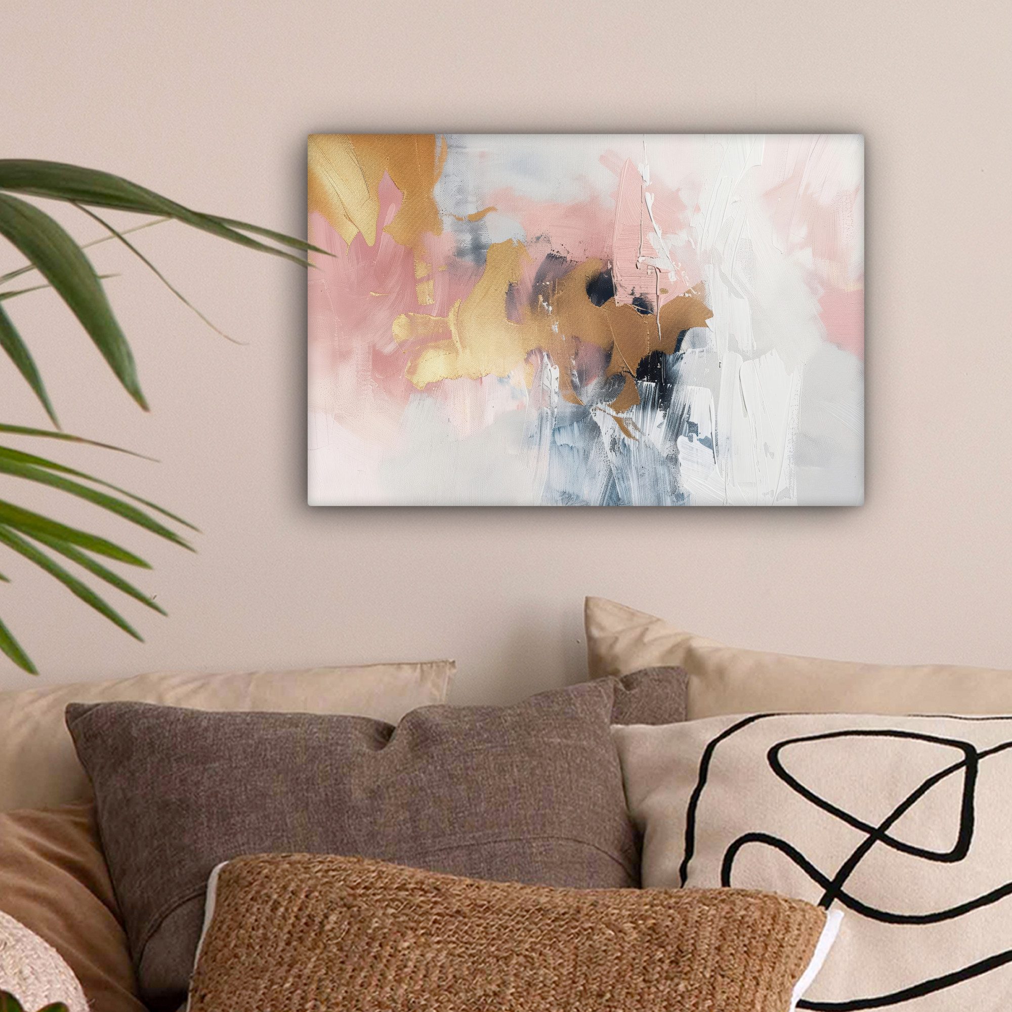 OneMillionCanvasses® Leinwandbild Abstrakt - Pastellfarben - Gold - Modern günstig online kaufen