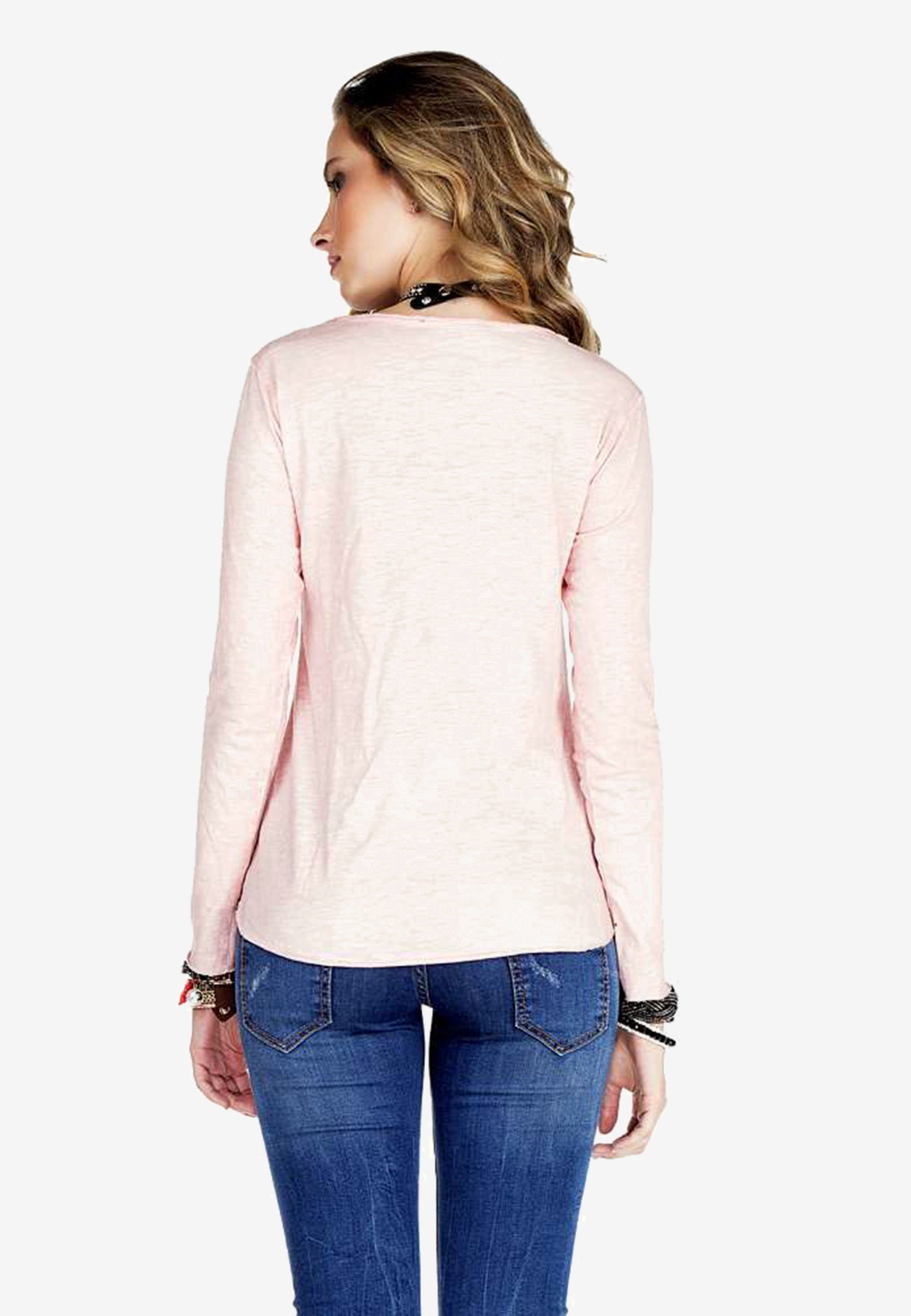 Cipo & Baxx Langarmshirt mit rosa Ketten-Highlights besonderen