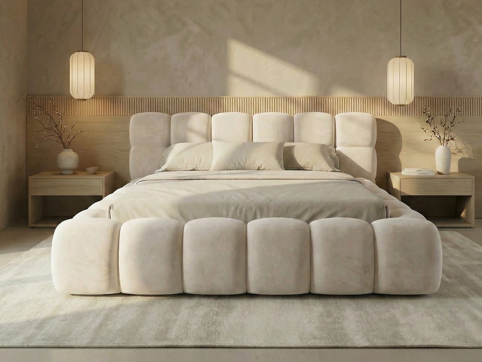 yourhouse24 Polsterbett BOSTON Slim aus Samt, Designer-Bett im Low-Seating Look, Platzsparendes Slim-Format mit großem Bettkasten & 95cm Kopfteil