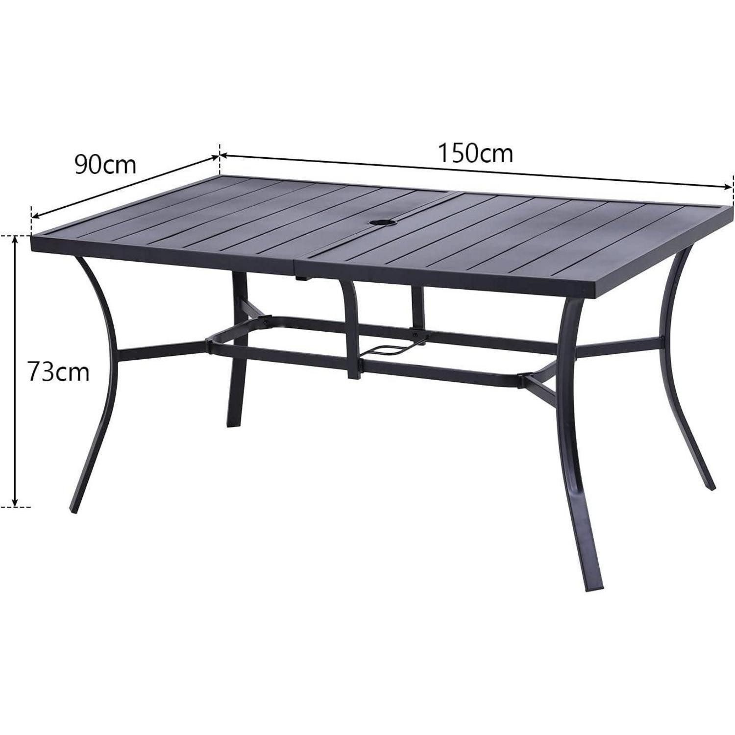 LuxusKollektion Garten-Essgruppe Gartenmöbel Gartentisch Stühle 6er Set Metall 4cm Schirmloch Style 3