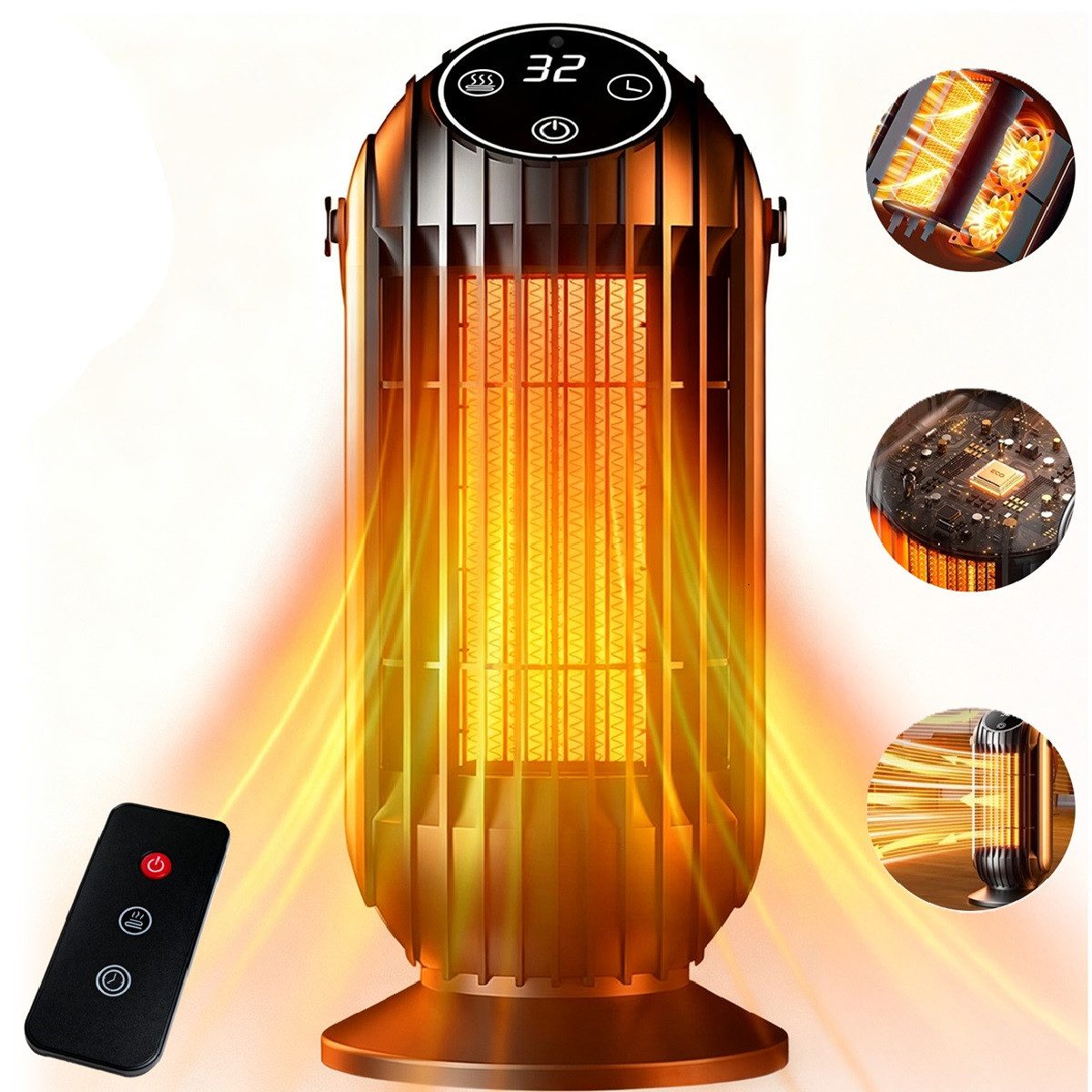 Novzep Heizgerät Heizlüfter Heizung 1500W/2000W Fernbedienung, Timer 3 Modi günstig online kaufen