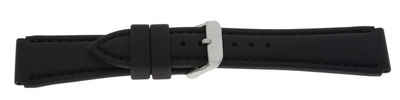 Selva Technik Uhrenarmband Silikonband 20 mm schwarz mit schwarzer Naht