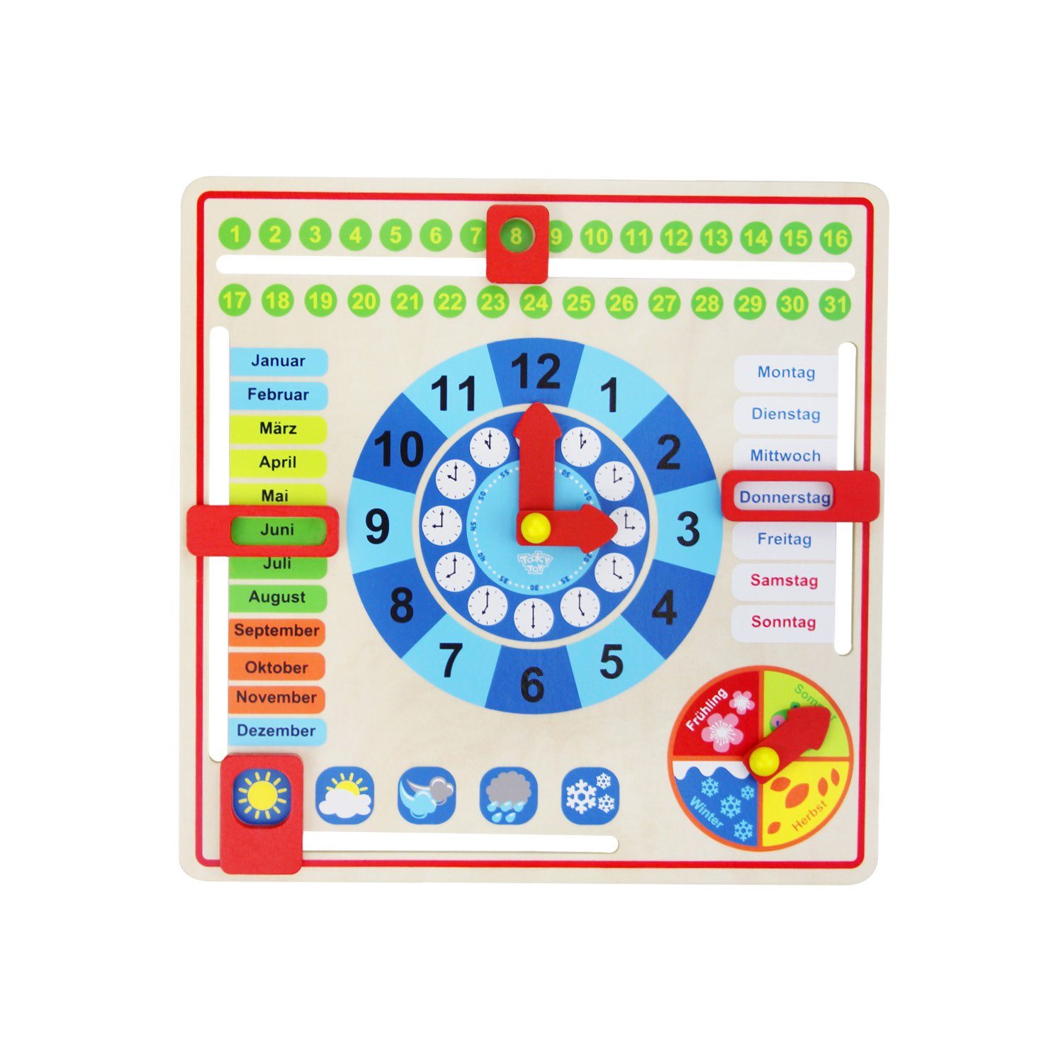 Tooky Toy Lernspielzeug Holz Jahresuhr Lernuhr günstig online kaufen
