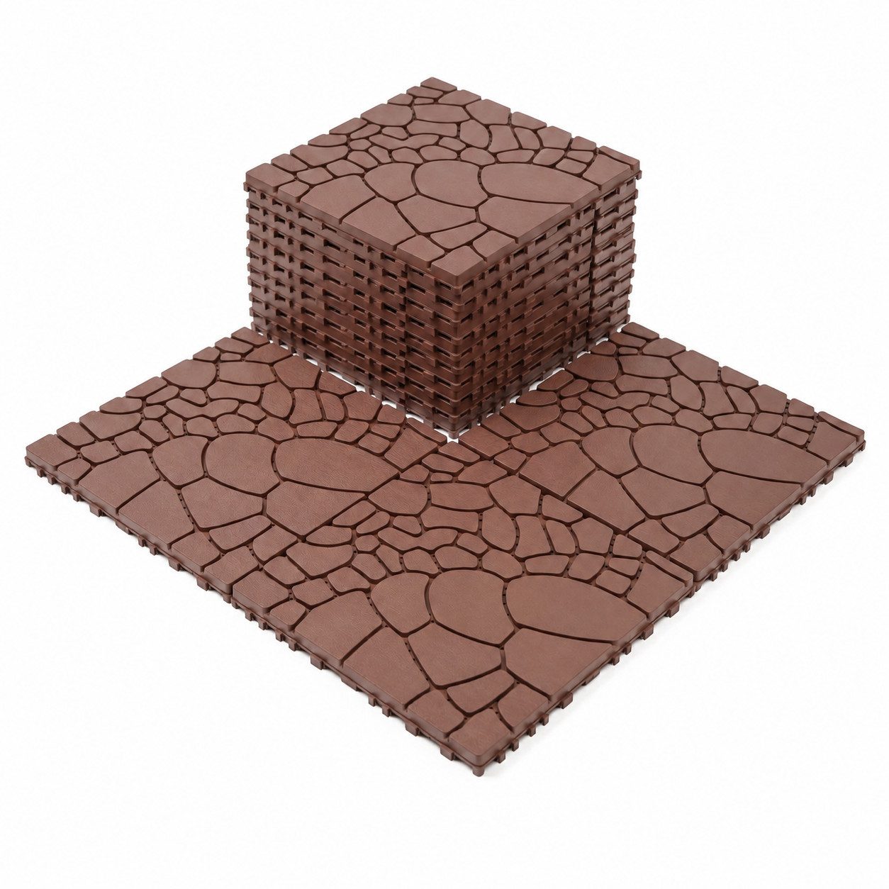 GLIESE POWER Terrassendielen mit Klicksystem – 30,5 x 30,5 x 2 cm, praktisches Set, (11-St), Klicksystem, wetterfest, rutschfest, Drainage