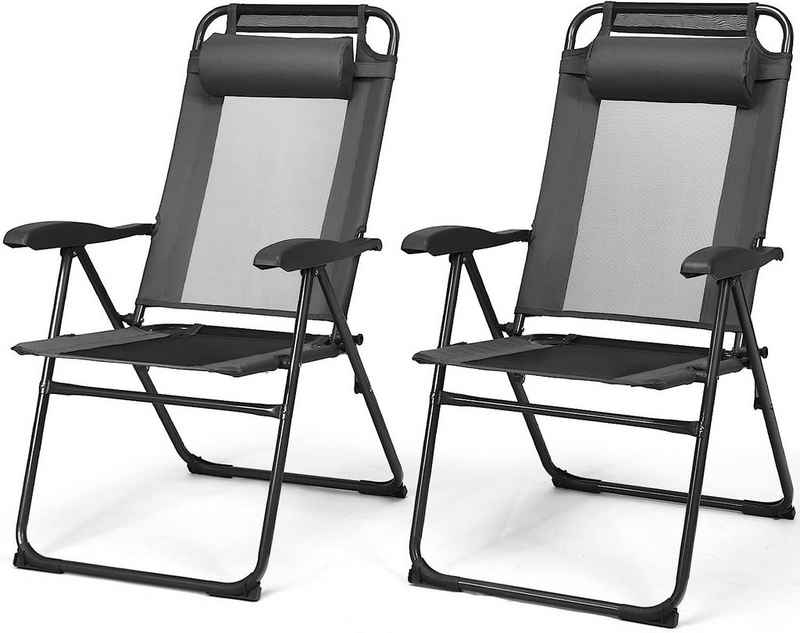 KOMFOTTEU Klappstuhl Faltbare Terrassenstühle (2er Set), mit 7-Fach Verstellbarer Rückenlehne
