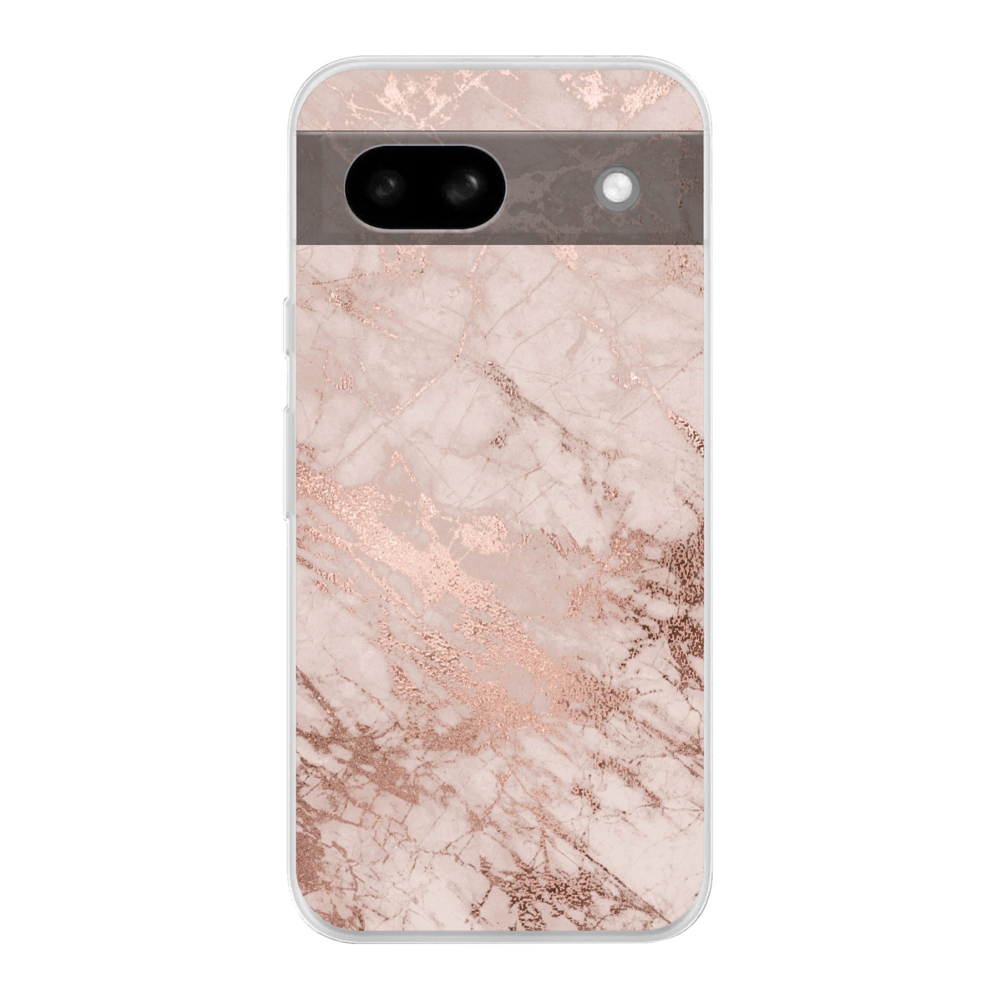 MuchoWow Handyhülle für Google Pixel 8a Marmor - Rosa - Luxus - Marmoroptik - Glitzer - De, Phone Case, Silikon, Schutzhülle Dünn
