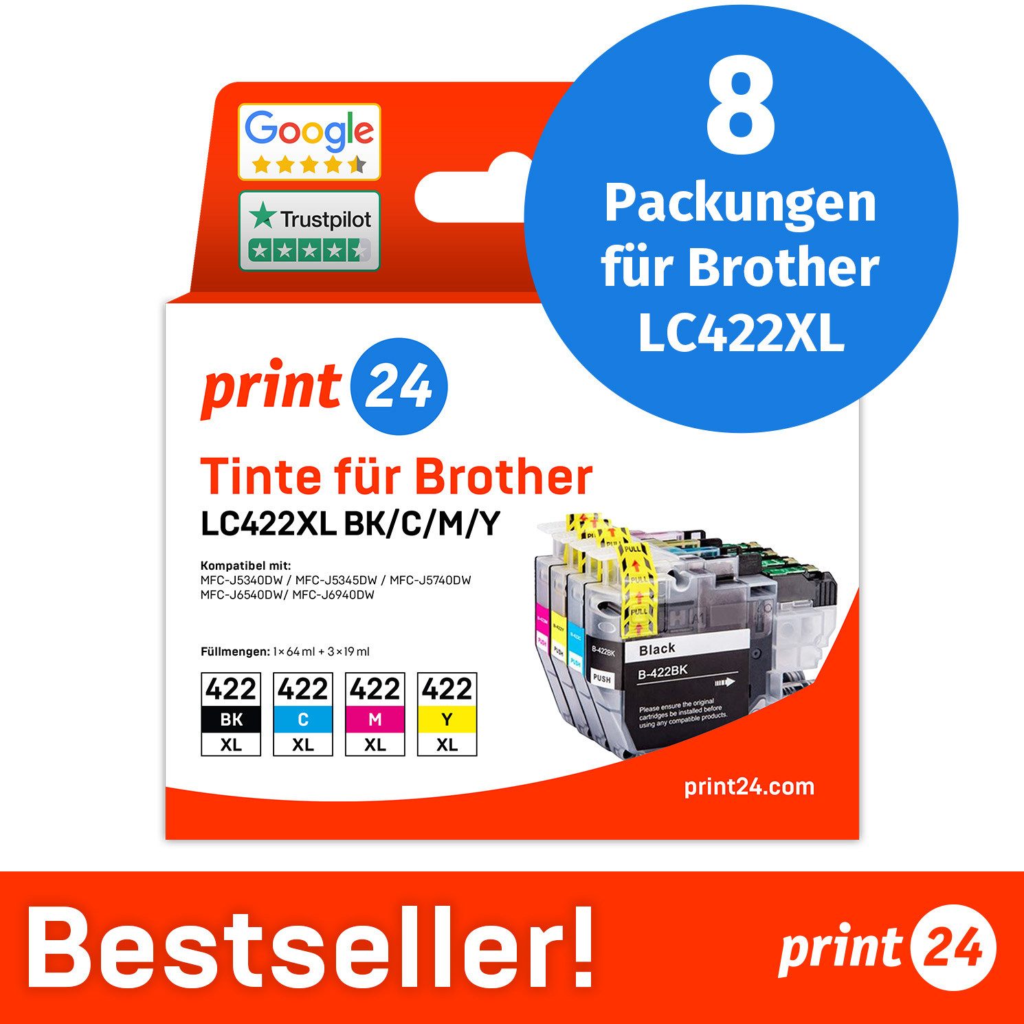 print24 Tintenpatrone (Packung, 8-tlg)